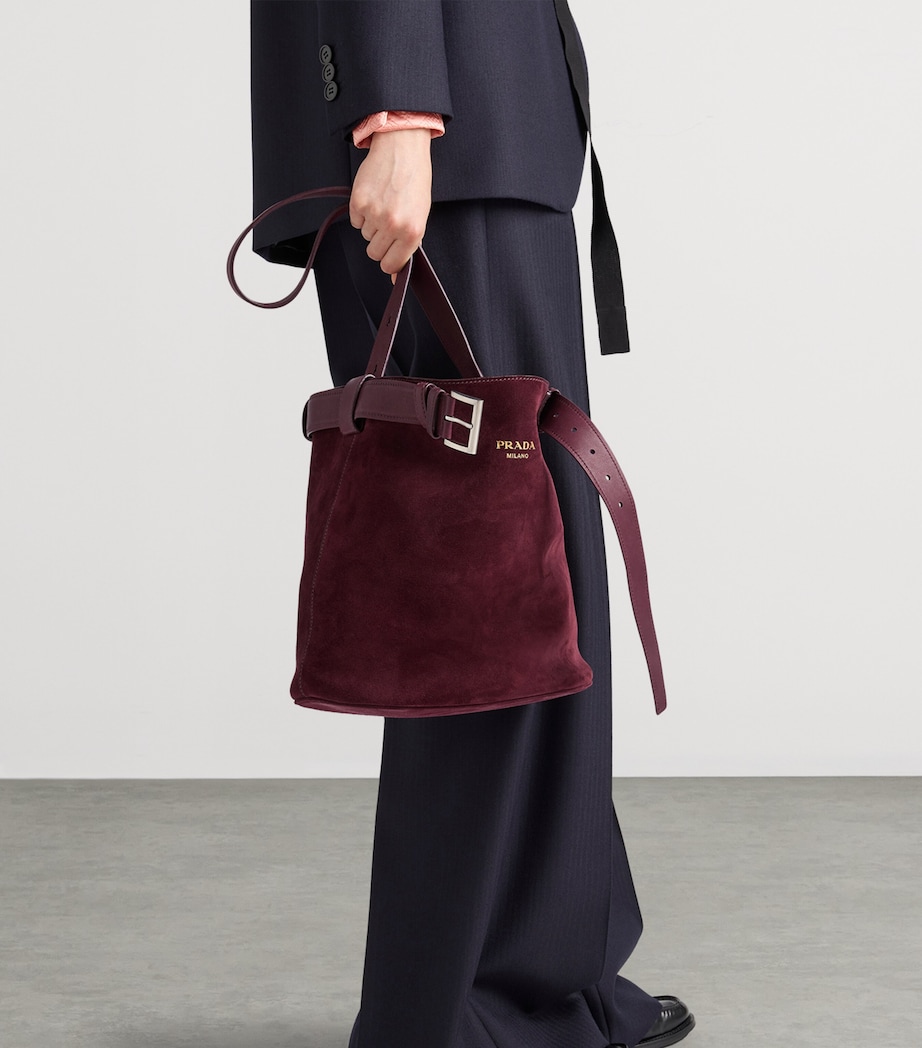 Suede Belted Bucket Bag F0007 Image 8