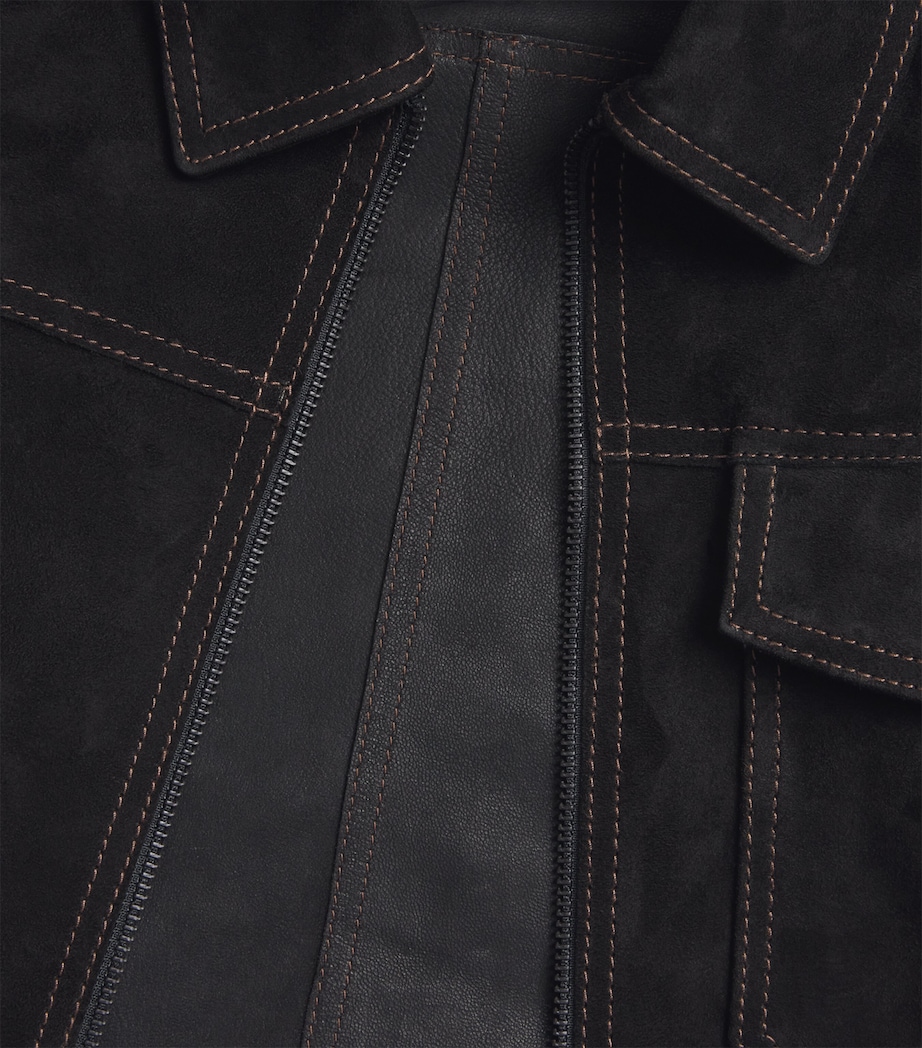 Suede Contrast-Stitch Hardwick Jacket BLACK Image 5