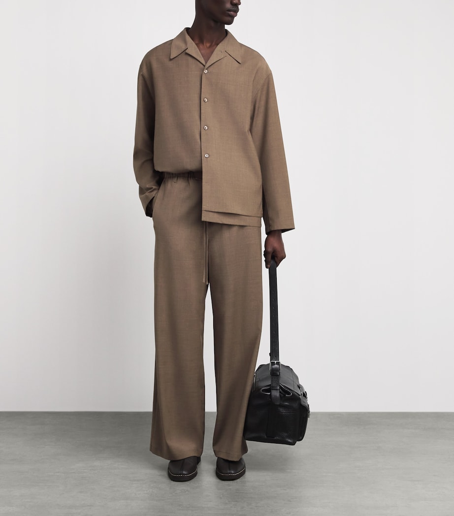 Le 17 Septembre Mens Drawstring Wide-Leg Trousers Brown Image 2
