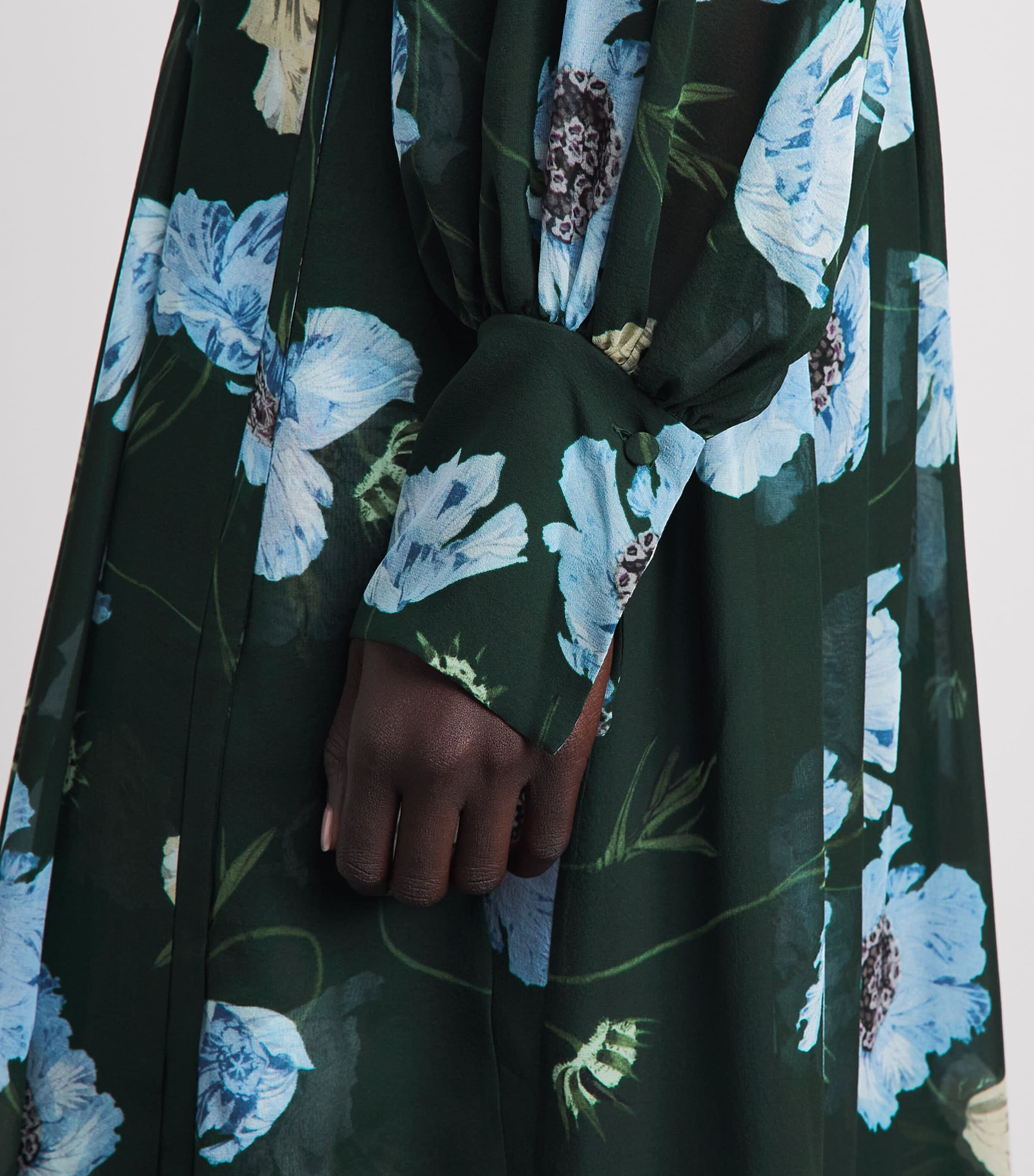 Erdem Womens Silk Voile Floral Maxi Dress Blle Epq Ppy Drk Grn Image 5