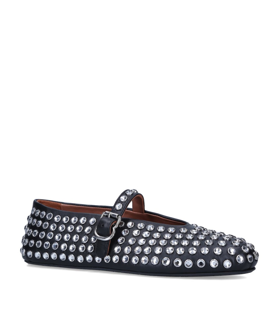 Crystal-Embellished Ballet Flats BLACK Image 3