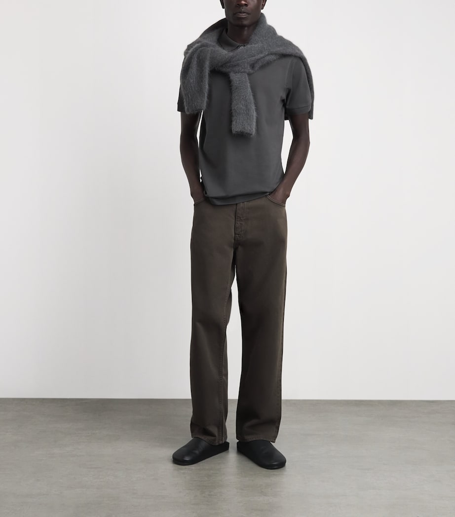 Sunspel Mens Supima Cotton Polo Shirt Anthracite Image 2