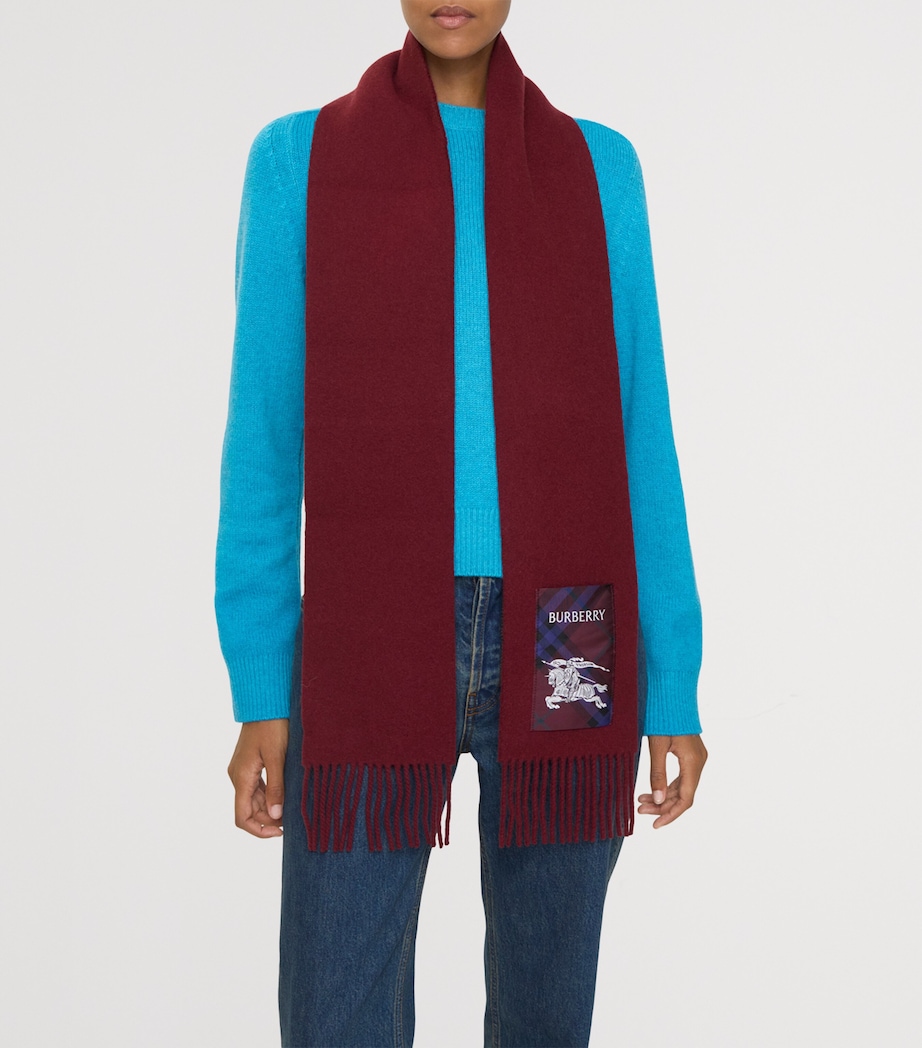 Cashmere Check Label Scarf SASH RED Image 3