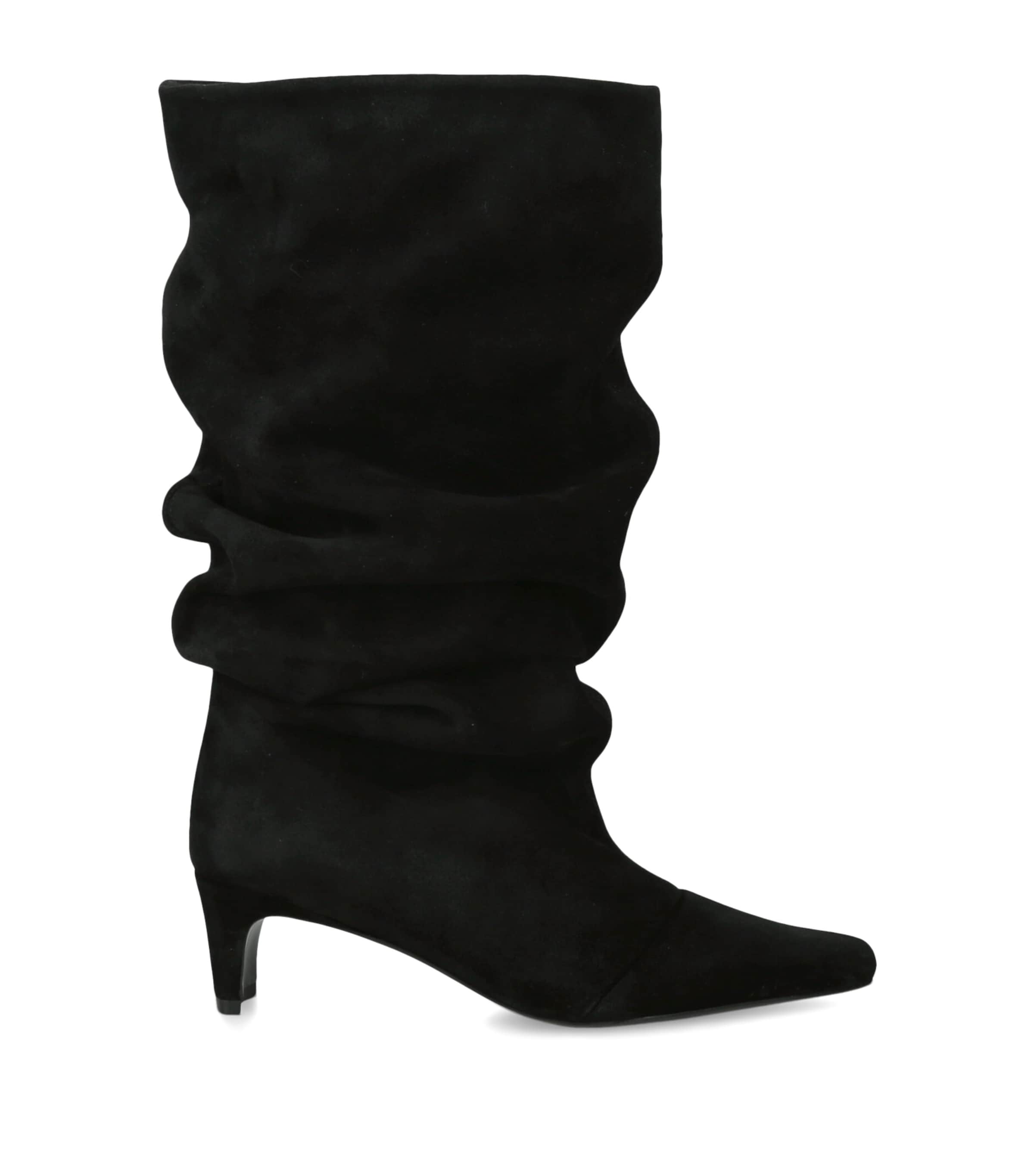 STAUD Suede Wally Slouch Heeled Boots 55 Black Image 1