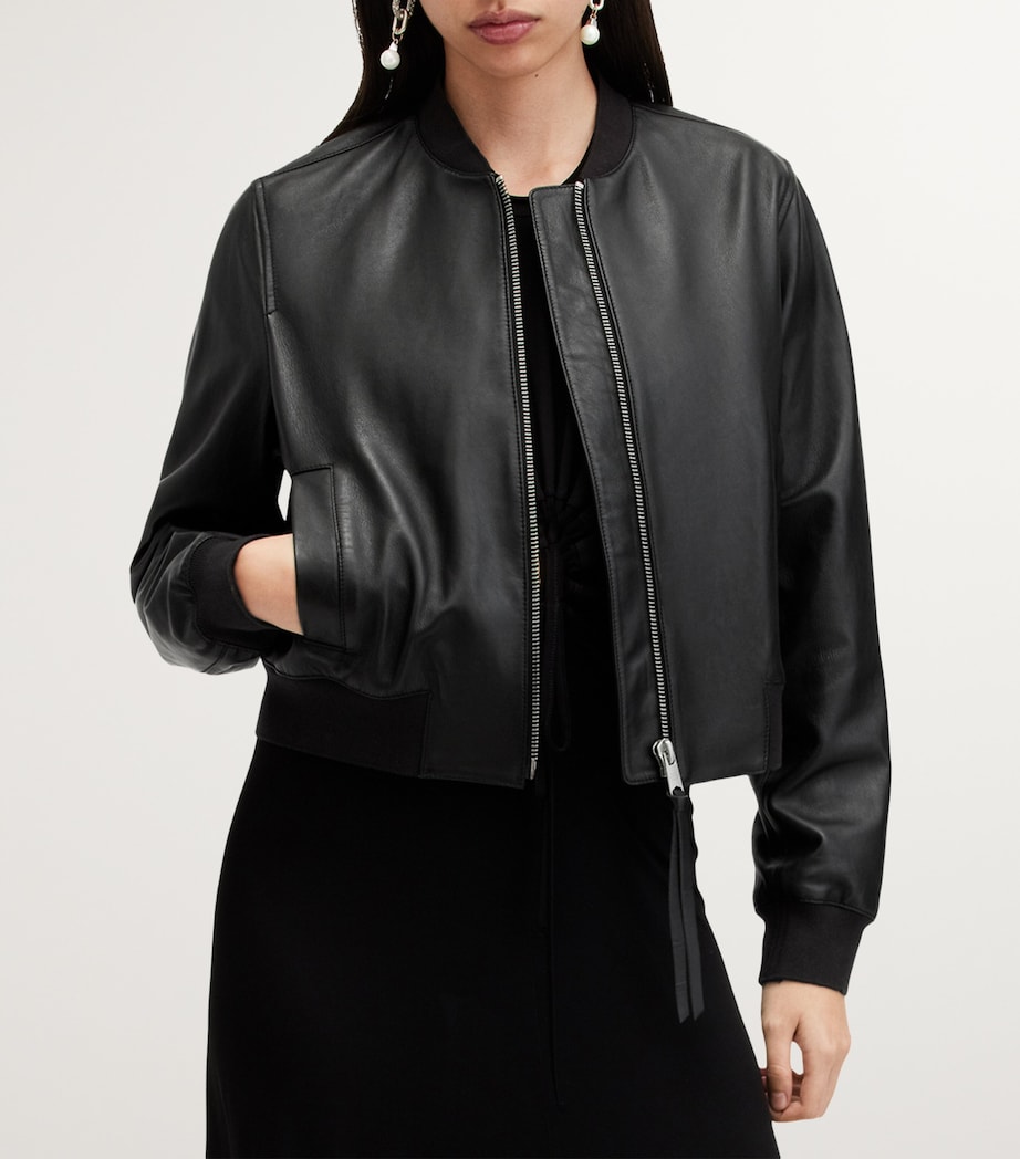 Leather Orten Bomber Jacket BLACK Image 11