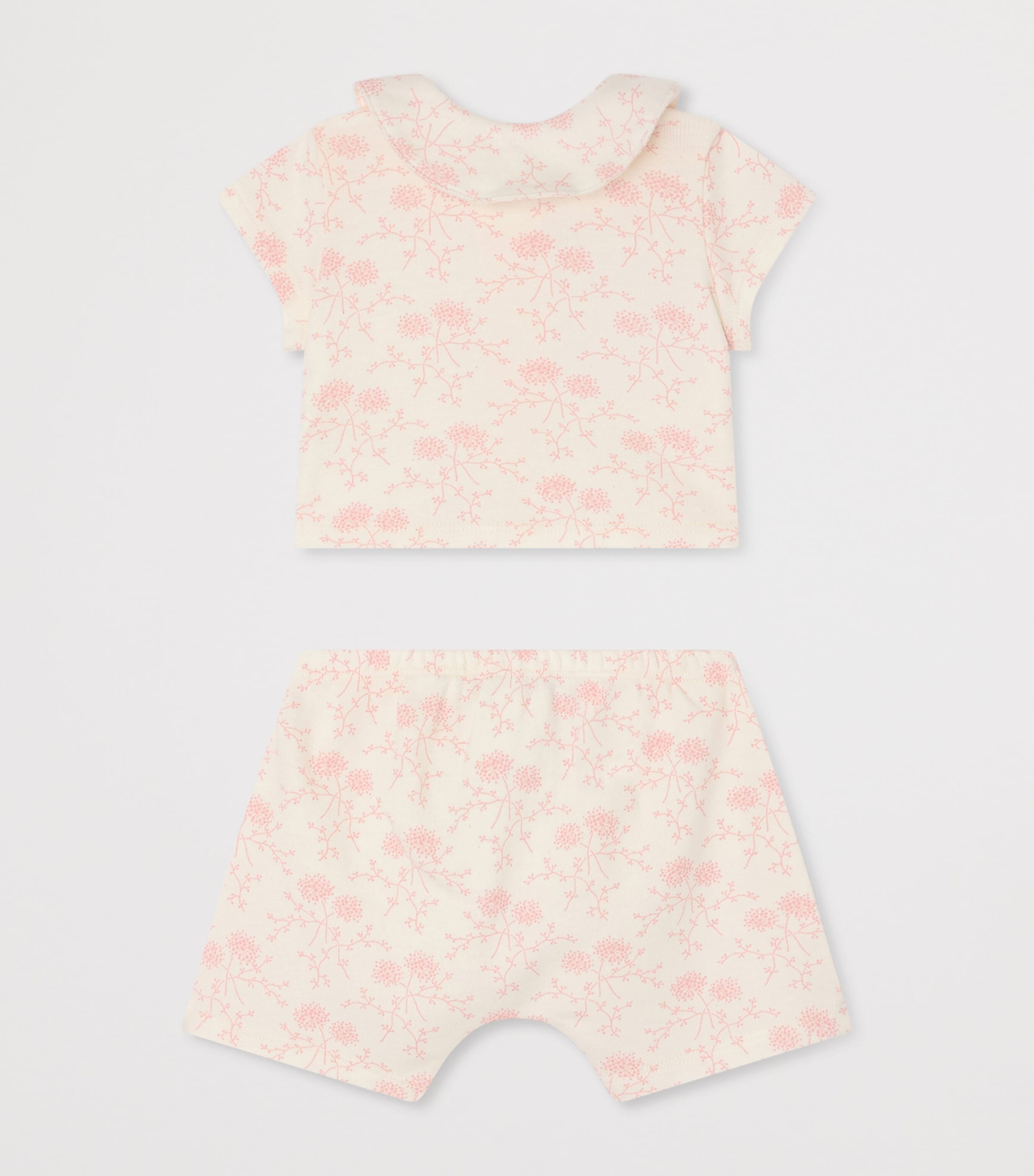 Bonpoint Cotton Floral Top and Trousers Set (1-18 Months) Fl Rose Pale Image 2