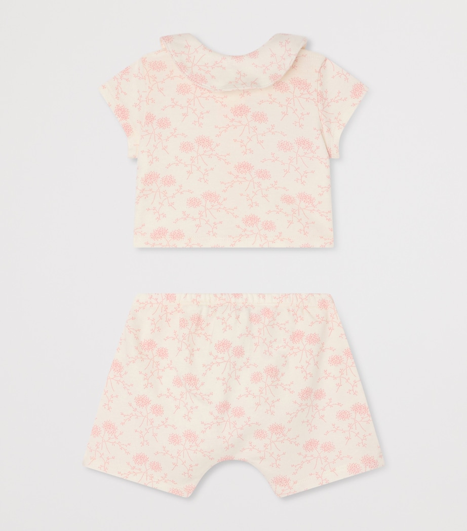 Bonpoint Cotton Floral Top and Trousers Set (1-18 Months) Fl Rose Pale Image 2