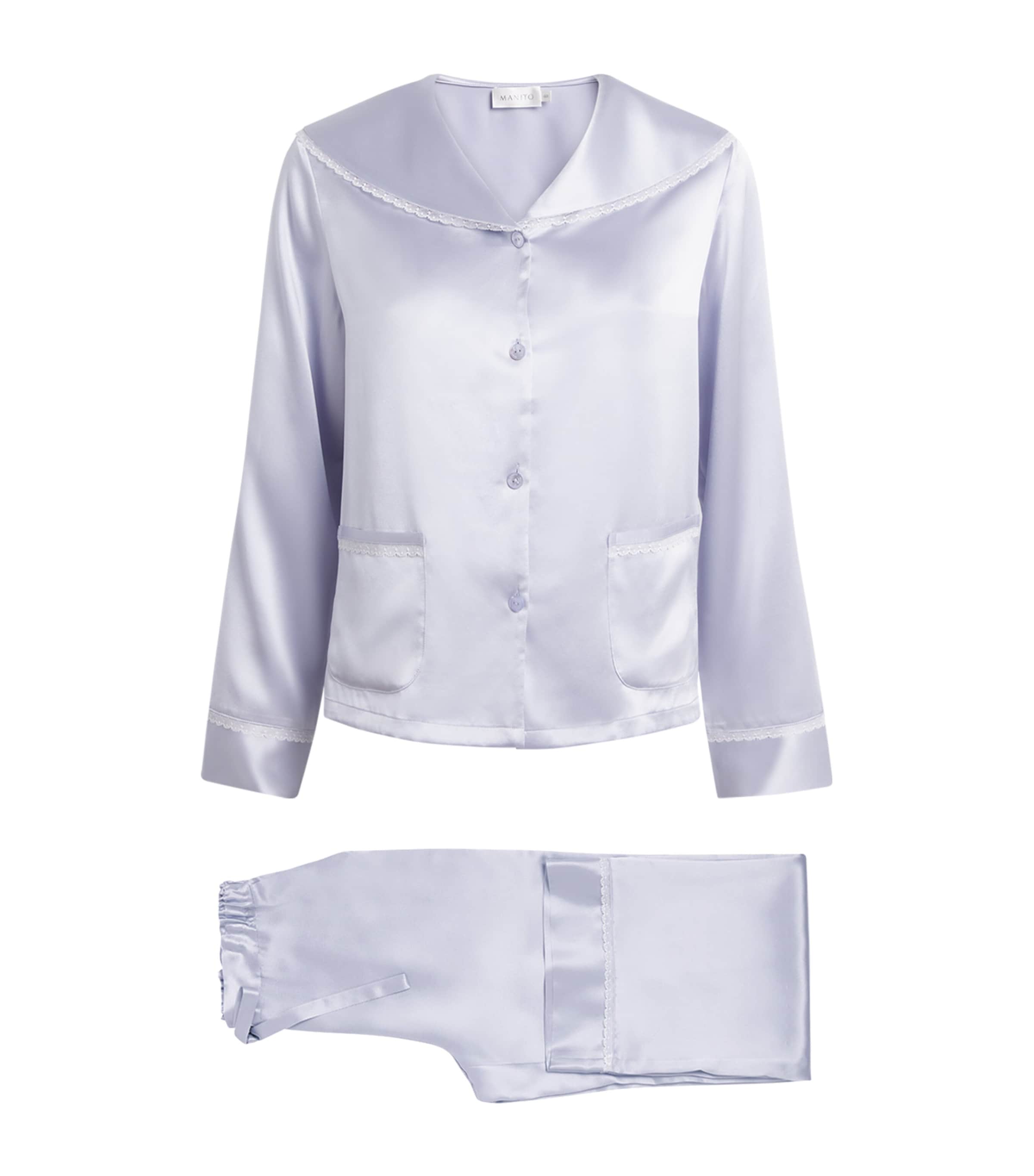 MANITO Womens Mulberry Silk Effie Pyjamas Orchid Petal Image 1