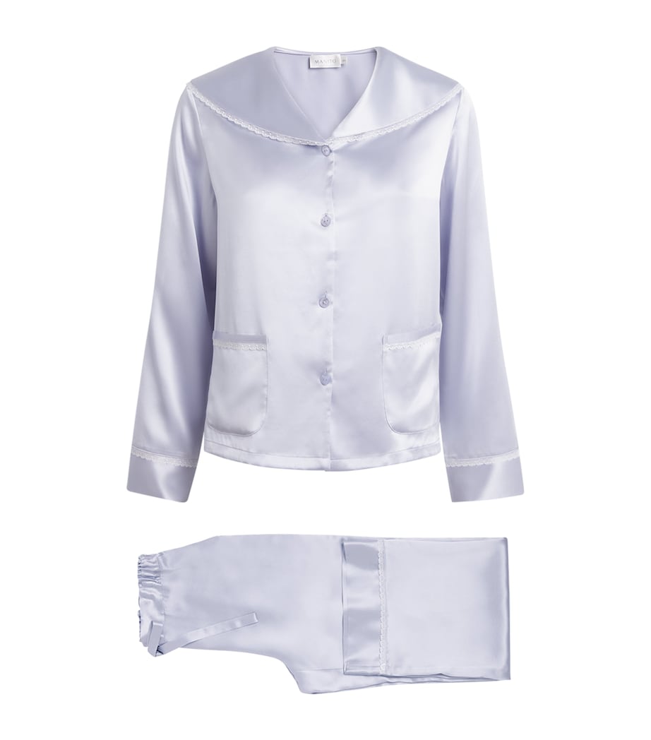 MANITO Womens Mulberry Silk Effie Pyjamas Orchid Petal Image 1