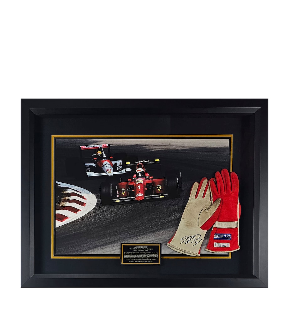 Leipzig Galleries Alain Prost Signed Race-Worn Gloves Framed Display Image 1