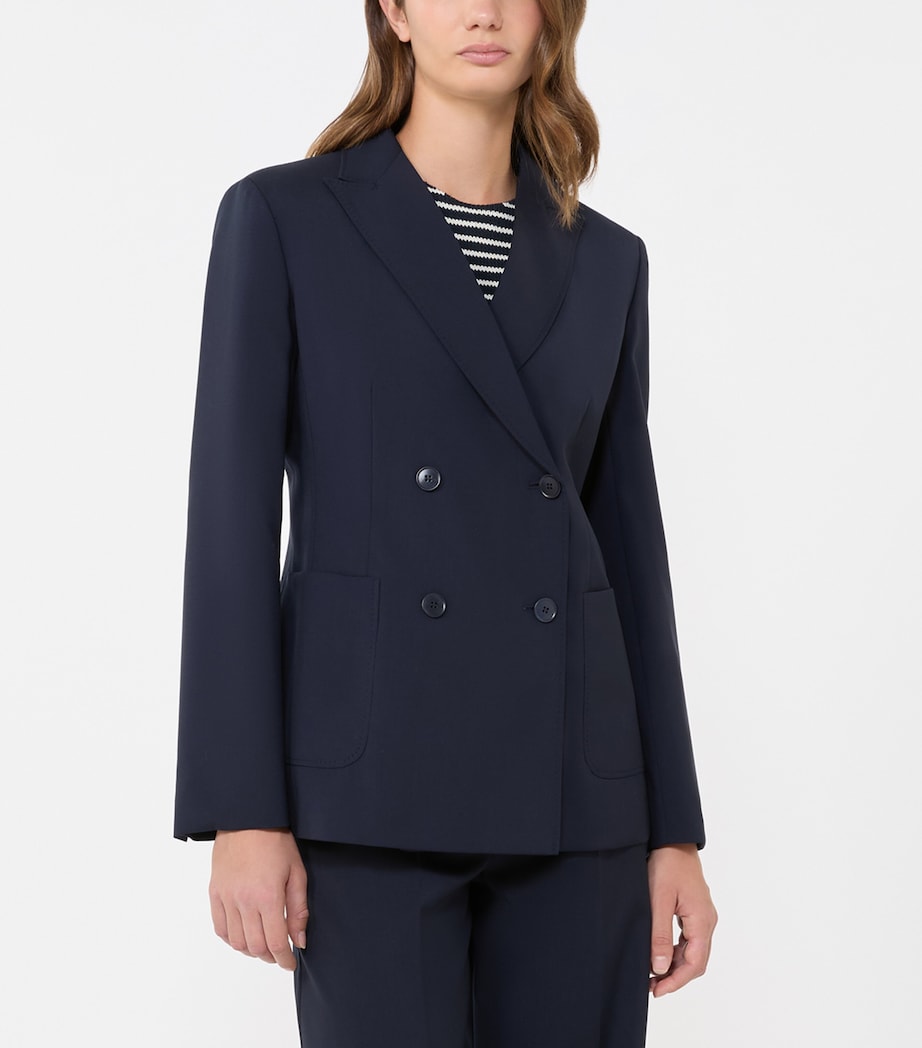 Weekend Max Mara Womens Virgin Wool Double-Breasted Blazer Navy Image 2