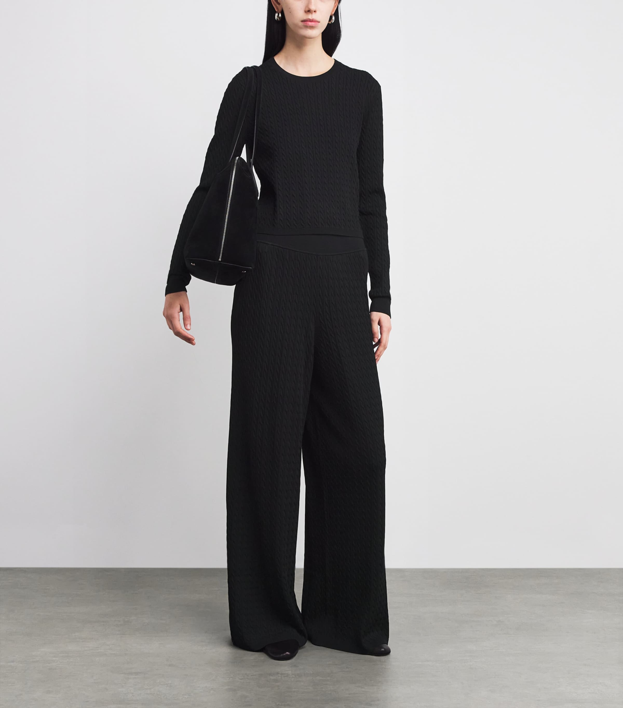 Cable-Knit Wide-Leg Trousers POLO BLACK Image 2