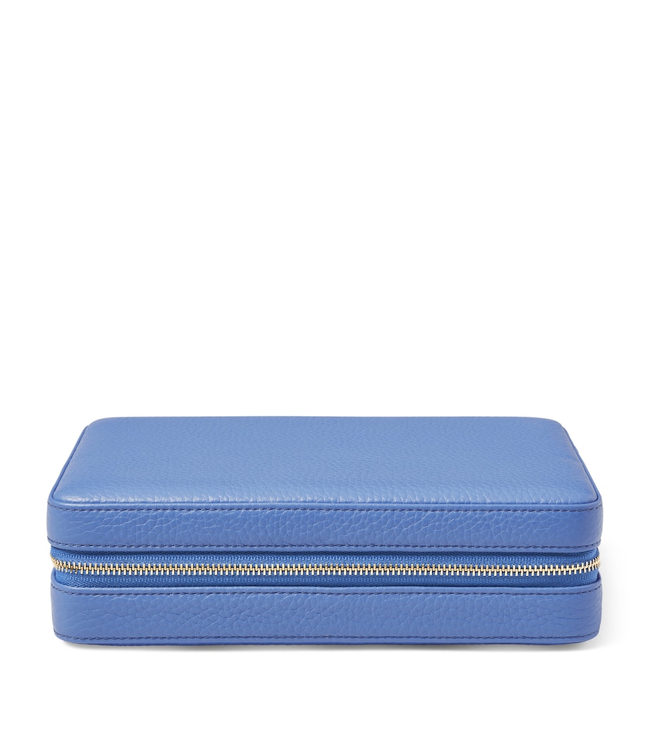 Large Leather Travel Jewellery Case CAPRI BLUE Image 1