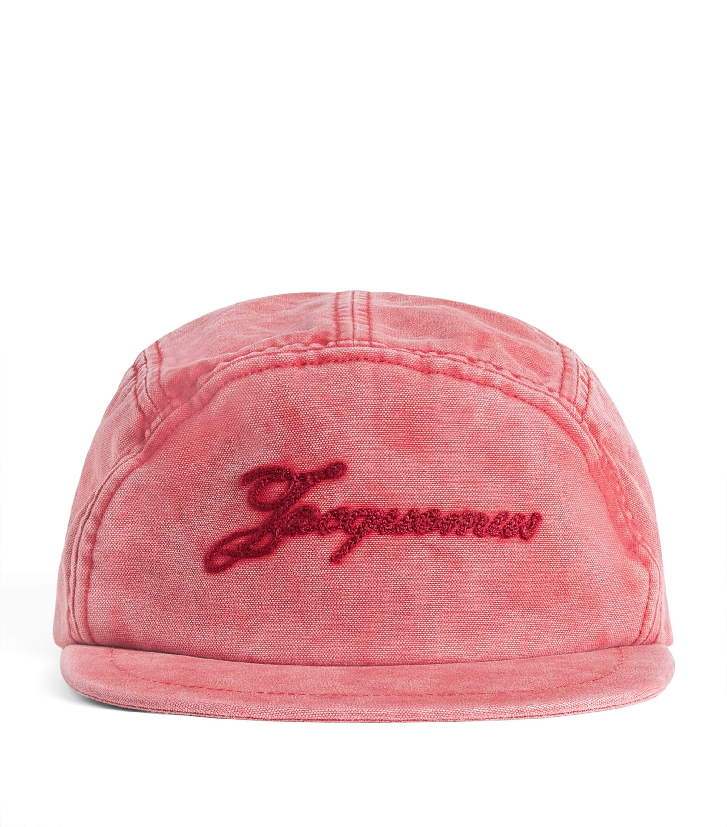 Jacquemus Cotton Embroidered Gardian Cap Red Image 1