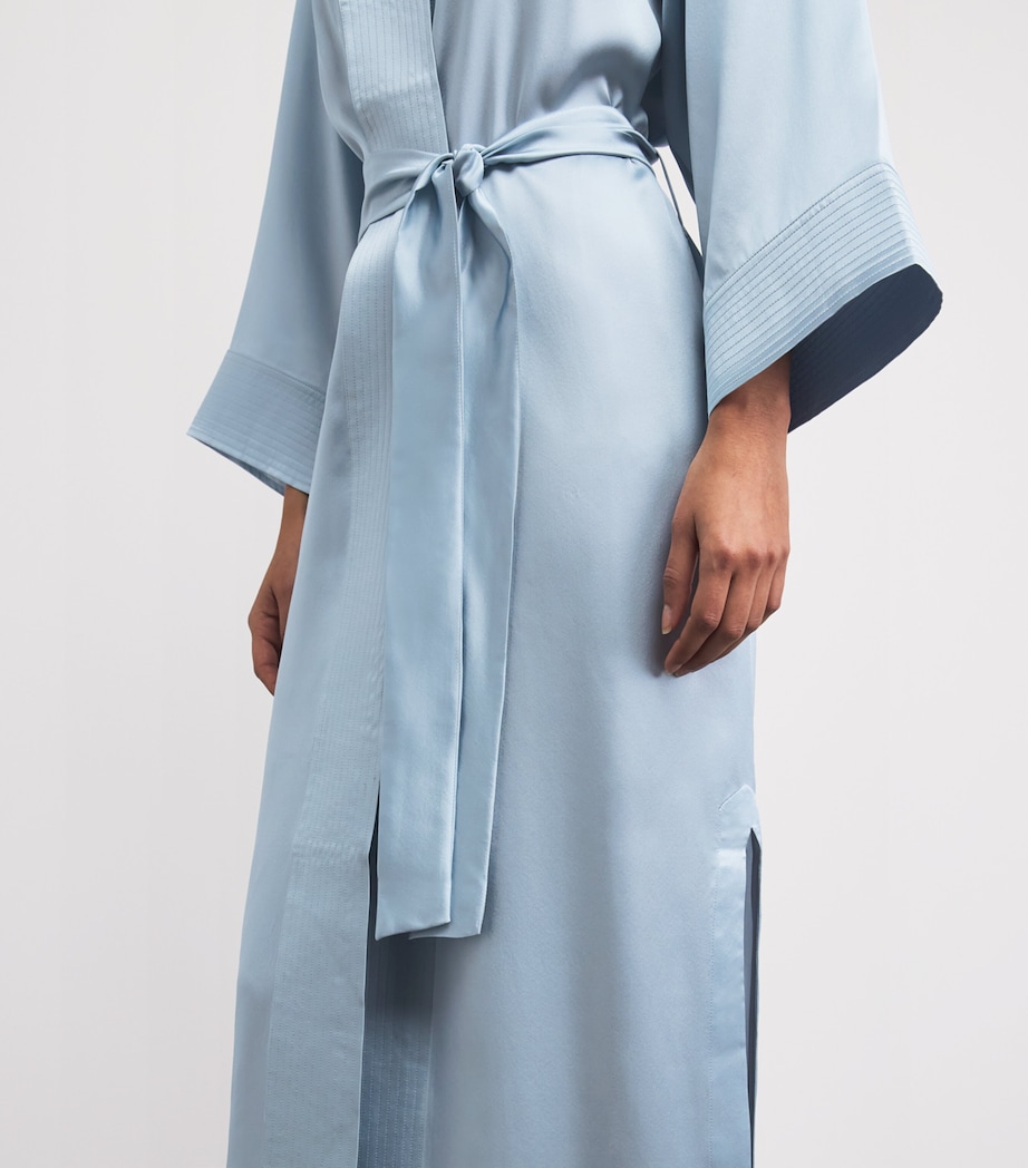 Loretta Caponi Womens Silk Nicla Robe Ice Water Image 5