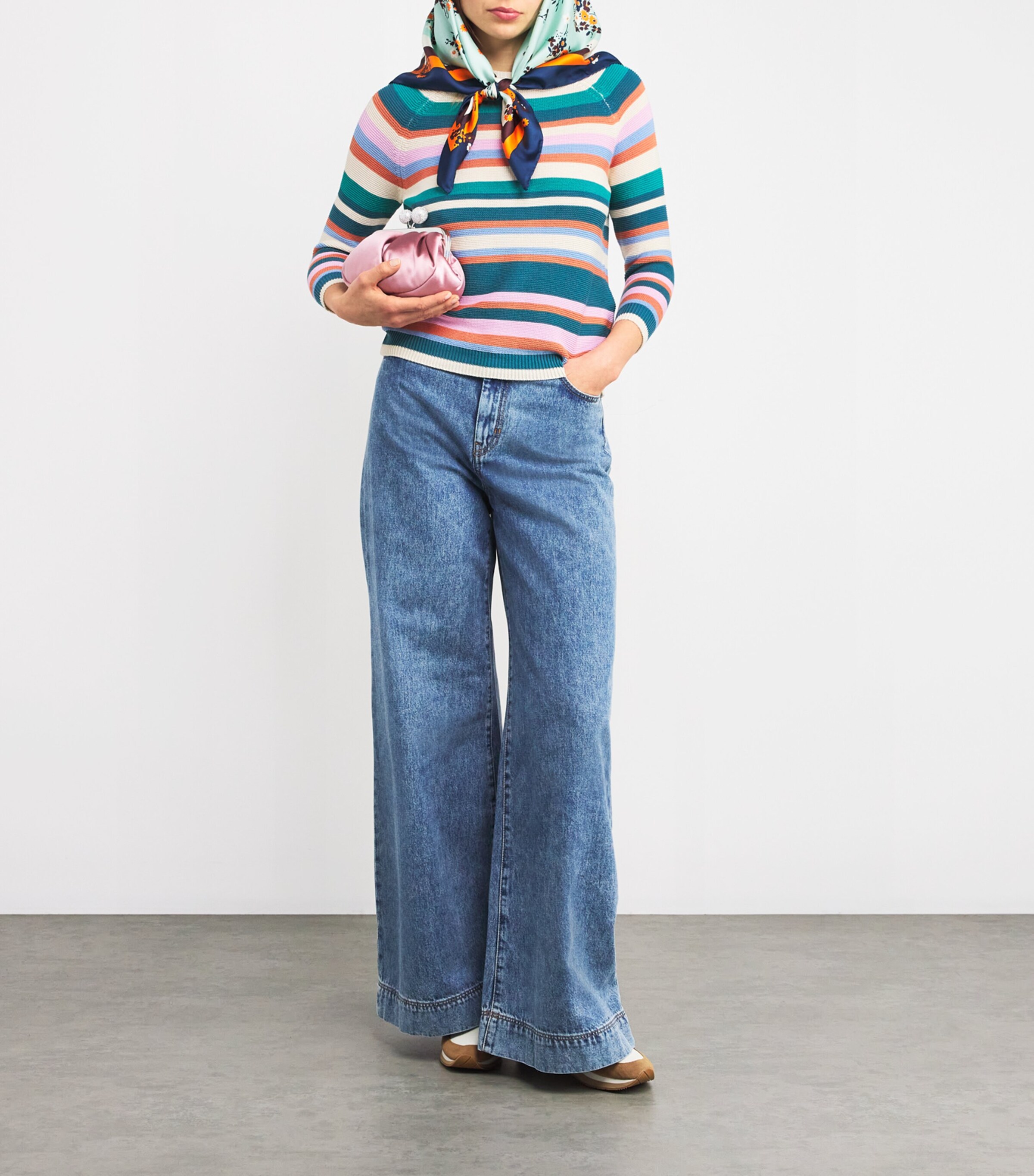 Weekend Max Mara Womens Striped Crew-Neck Sweater Multicolour Image 2