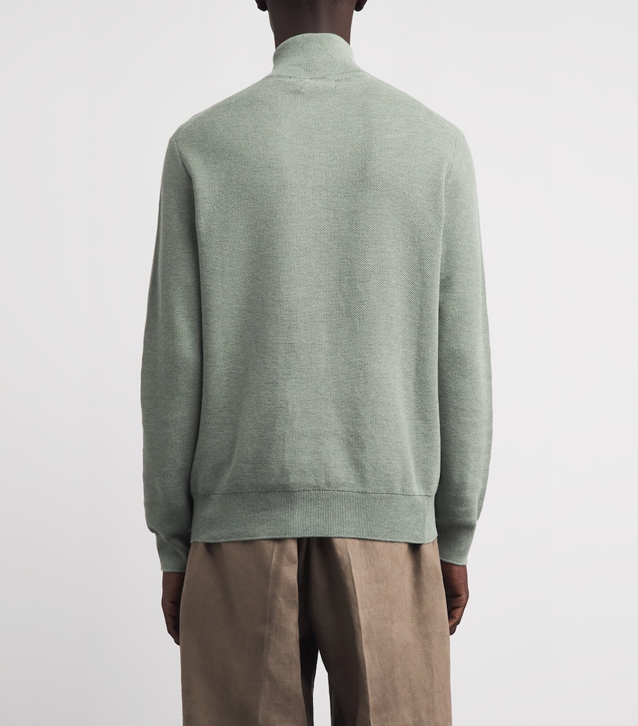 Polo Ralph Lauren Mens Cotton Half-Zip Sweater Fern Green Heather Image 5