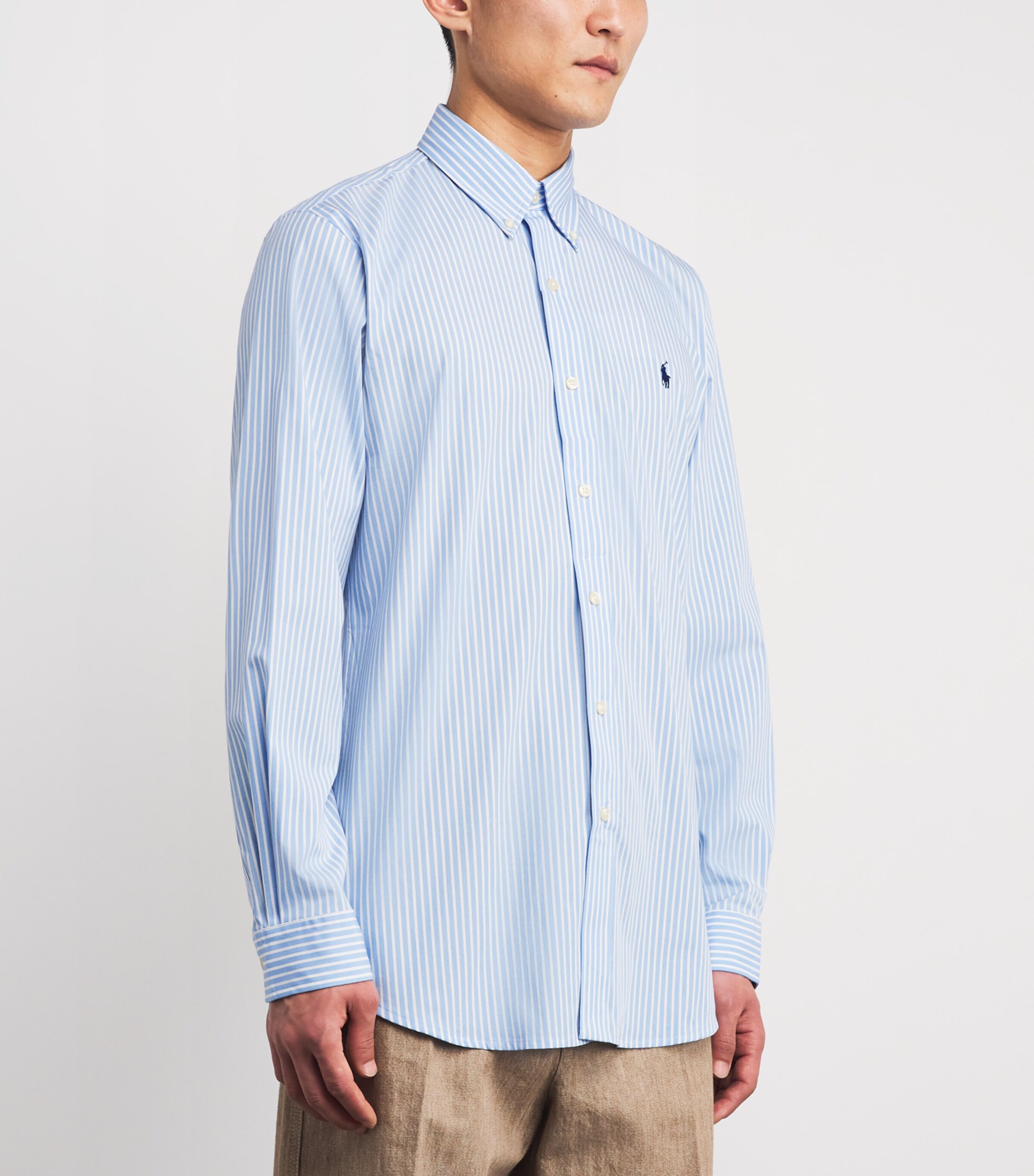 Stretch-Cotton Poplin Stripe Shirt BLUE WHITE Image 3