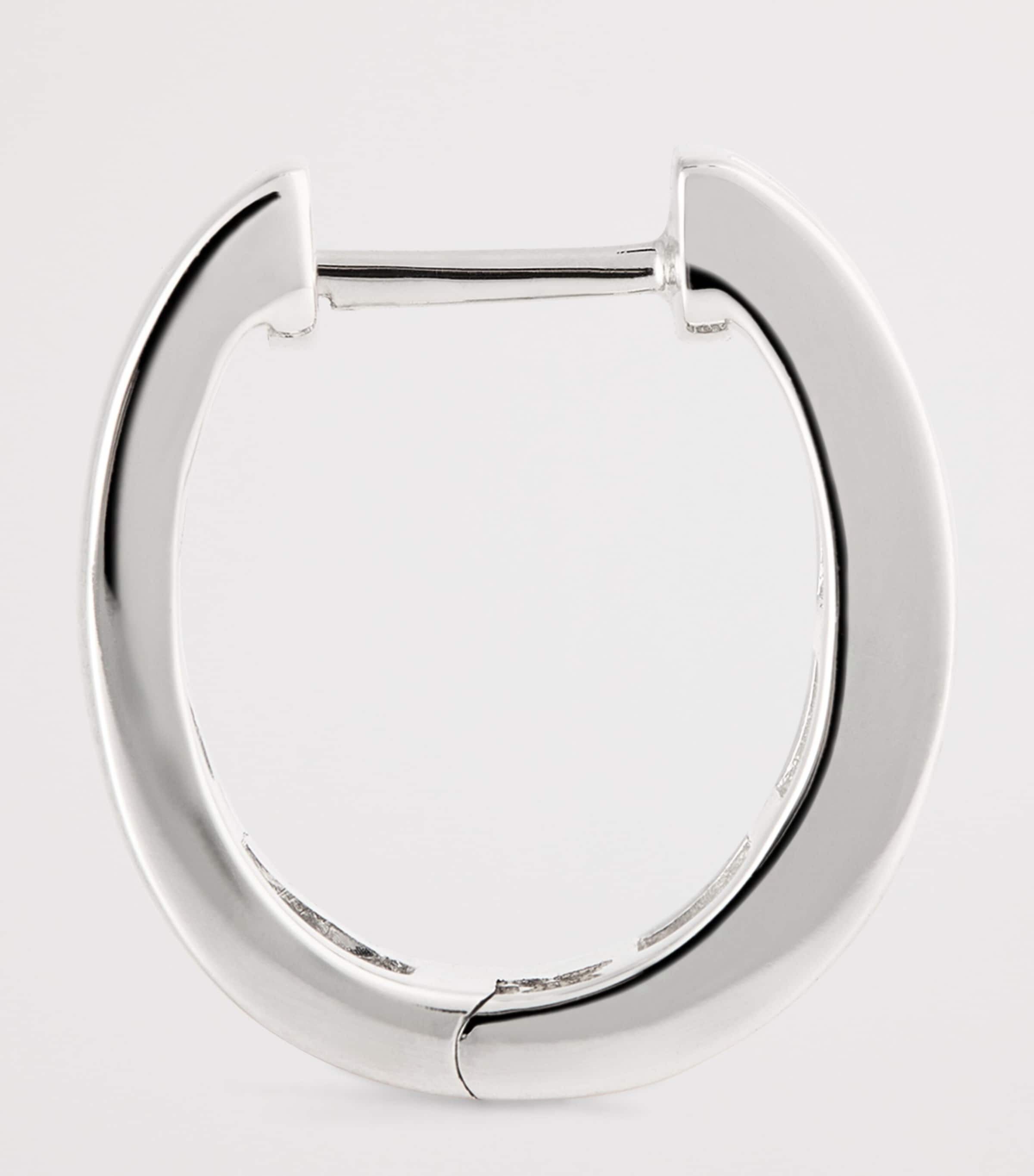 White Gold and Diamond Meryl Huggie Earrings WHITE GOLD Image 3