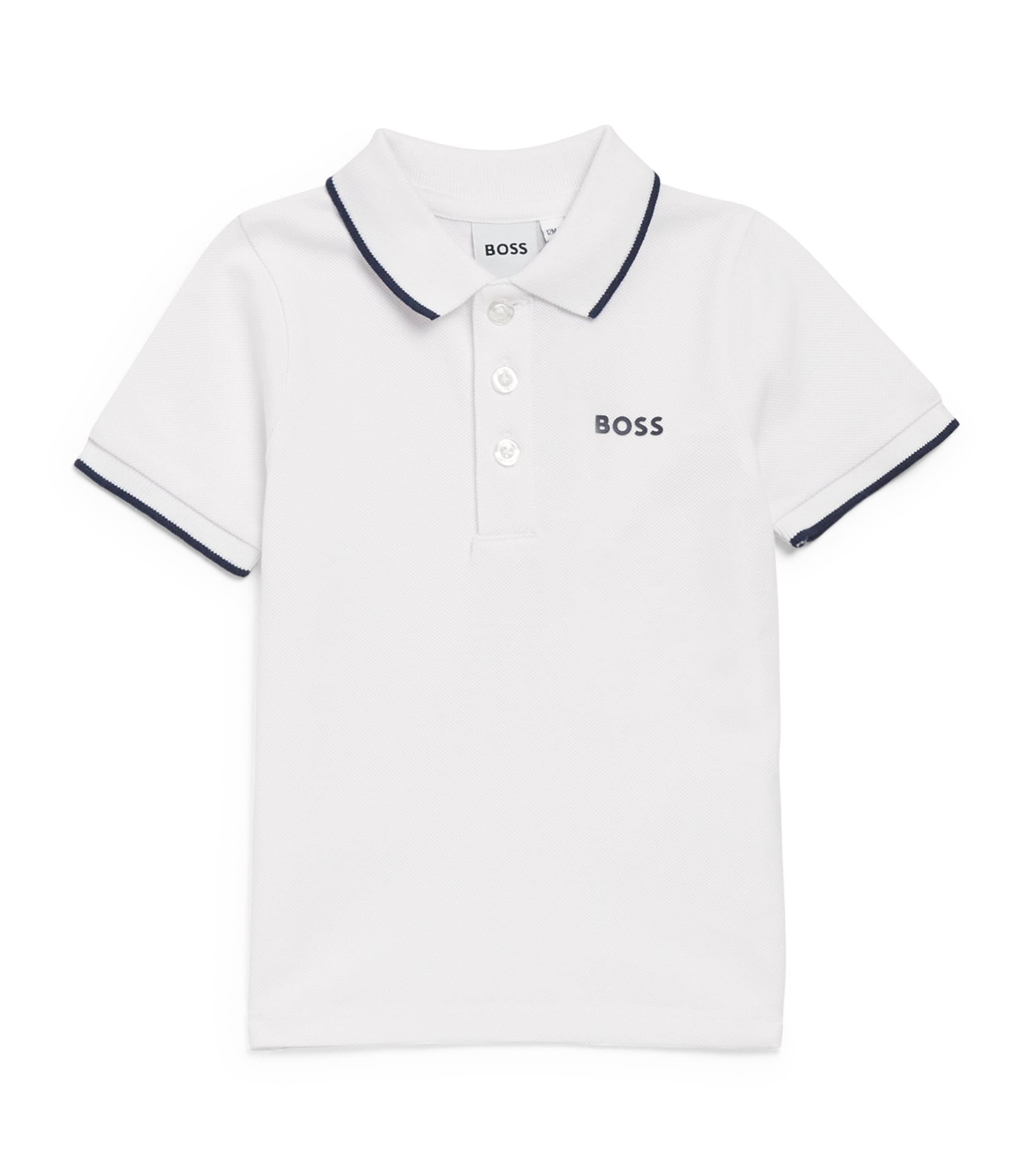 Bosswear Kids' Cotton Logo Polo Shirt In White