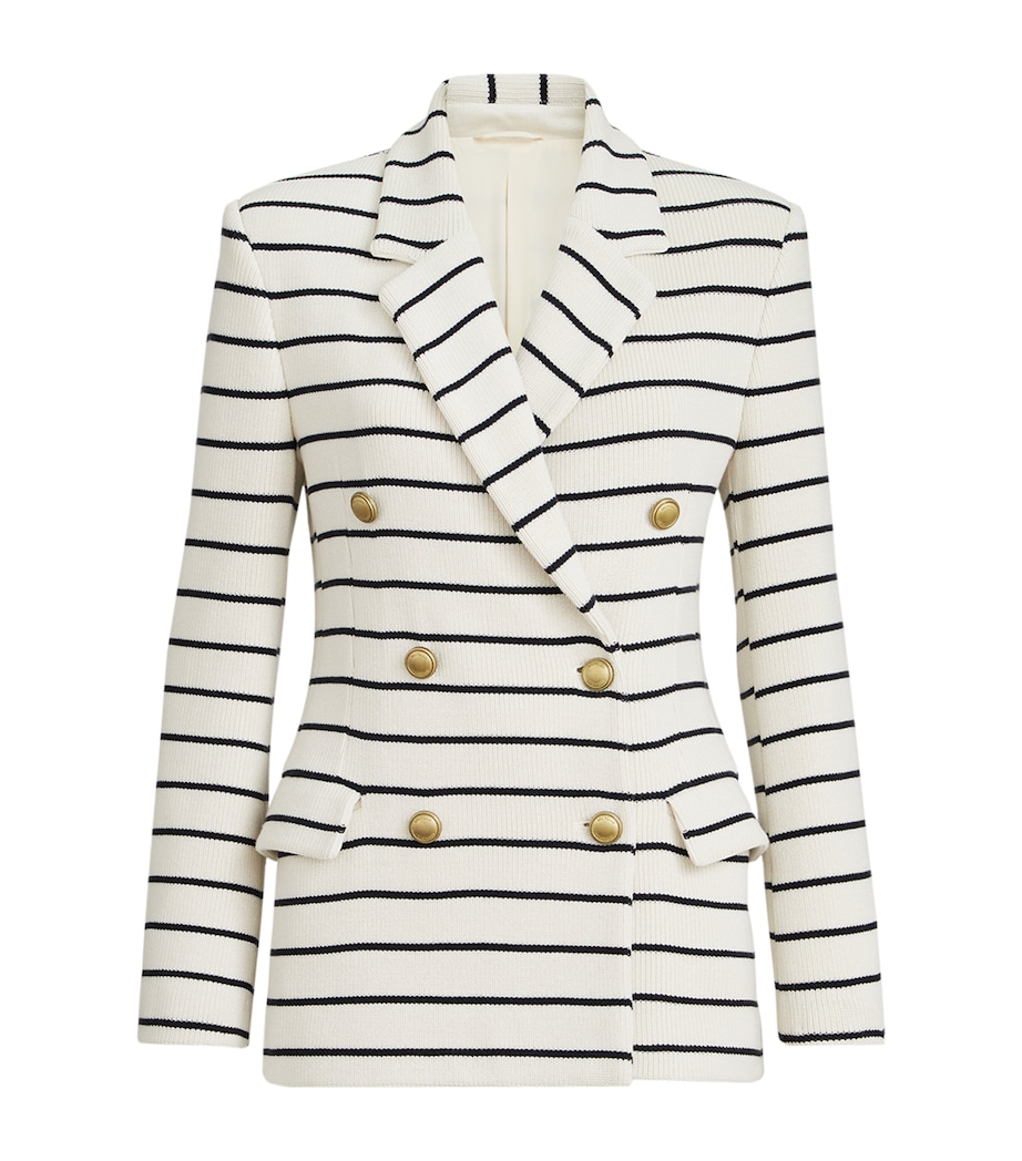 Cotton Stripe Double-Breasted Blazer CIX07 Image 1