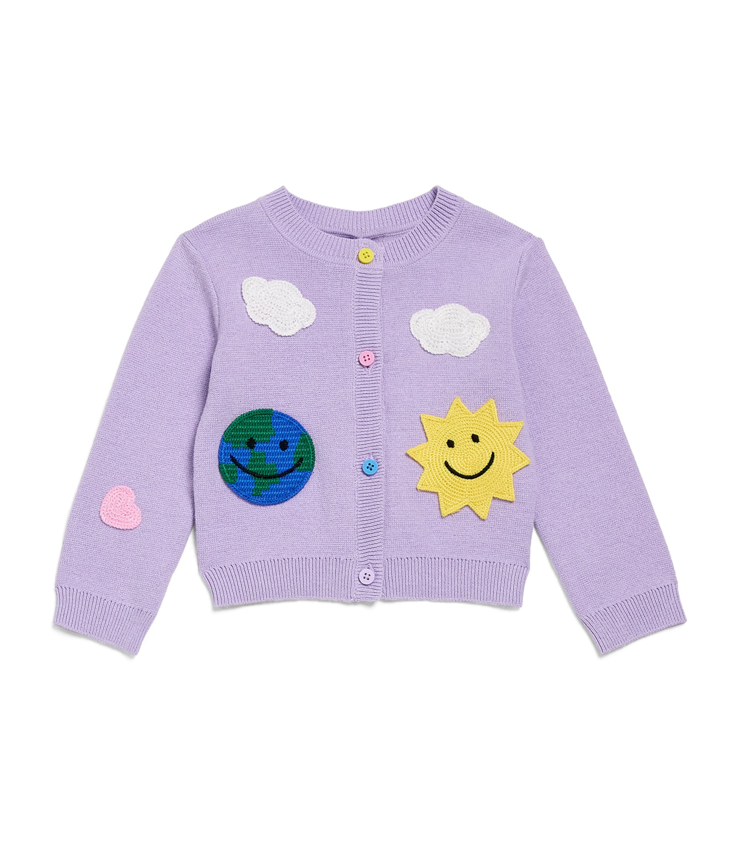 Stella Mccartney Cotton-wool Appliqué Cardigan In Purple