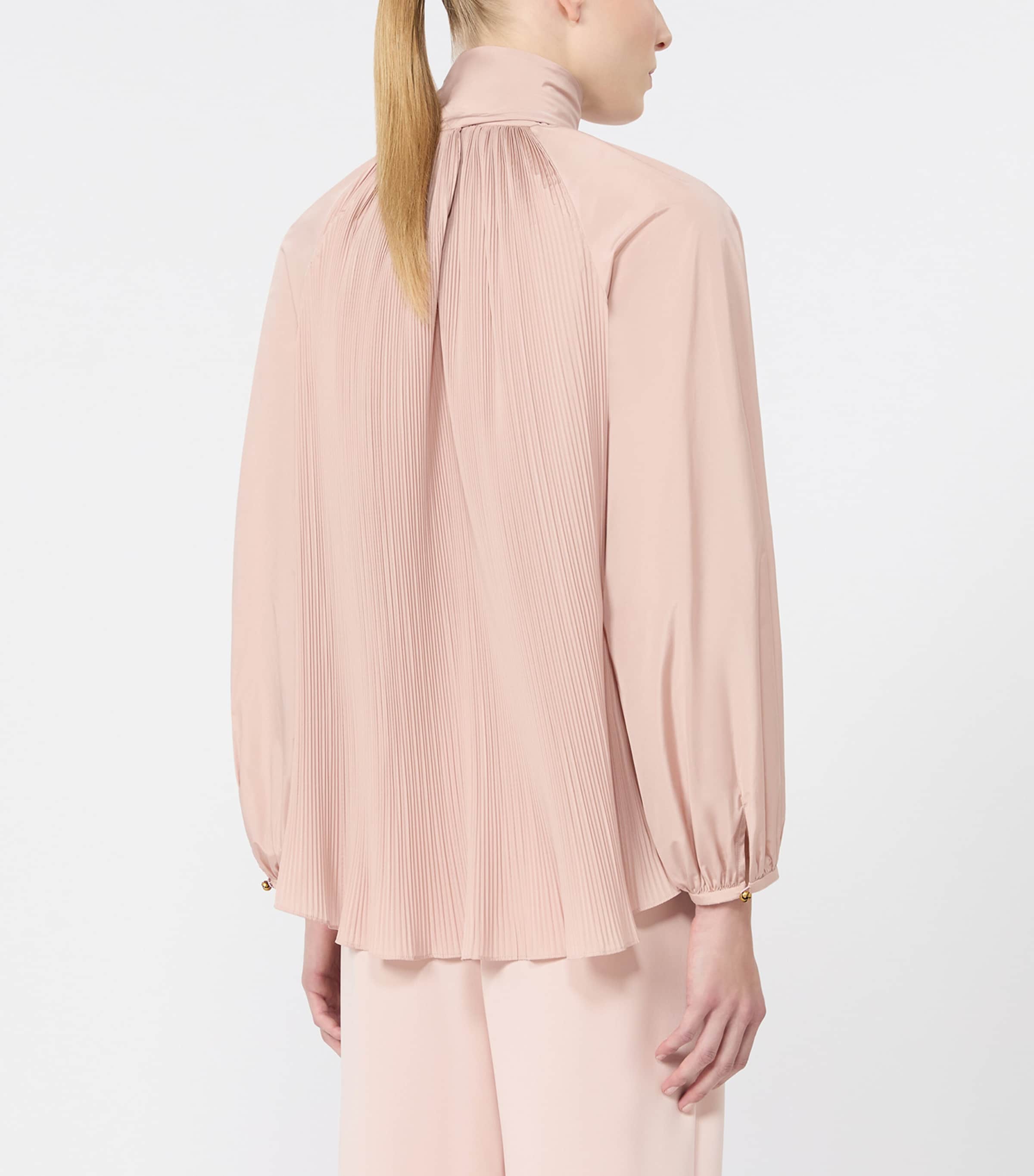 Max Mara Womens Pleated Pussybow Blouse Powder Image 4