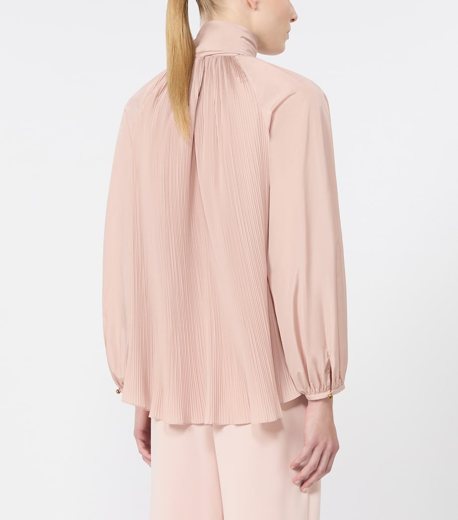 Max Mara Womens Pleated Pussybow Blouse Powder Image 4