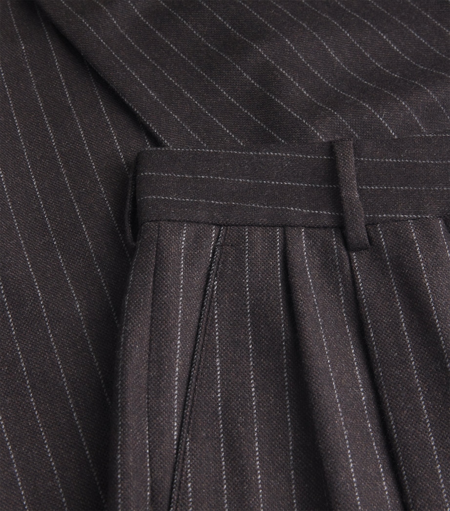 Wool-Cashmere Pinstripe Fox Trousers MY01 CHOCO Image 5
