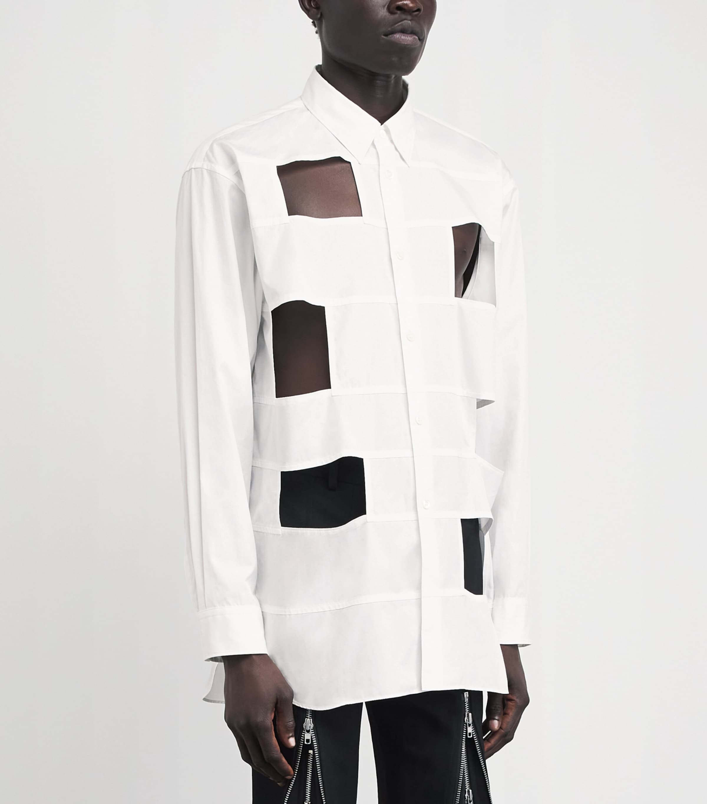Comme Des Garçons Homme Plus Mens Cotton Cut-Out Shirt White Image 4