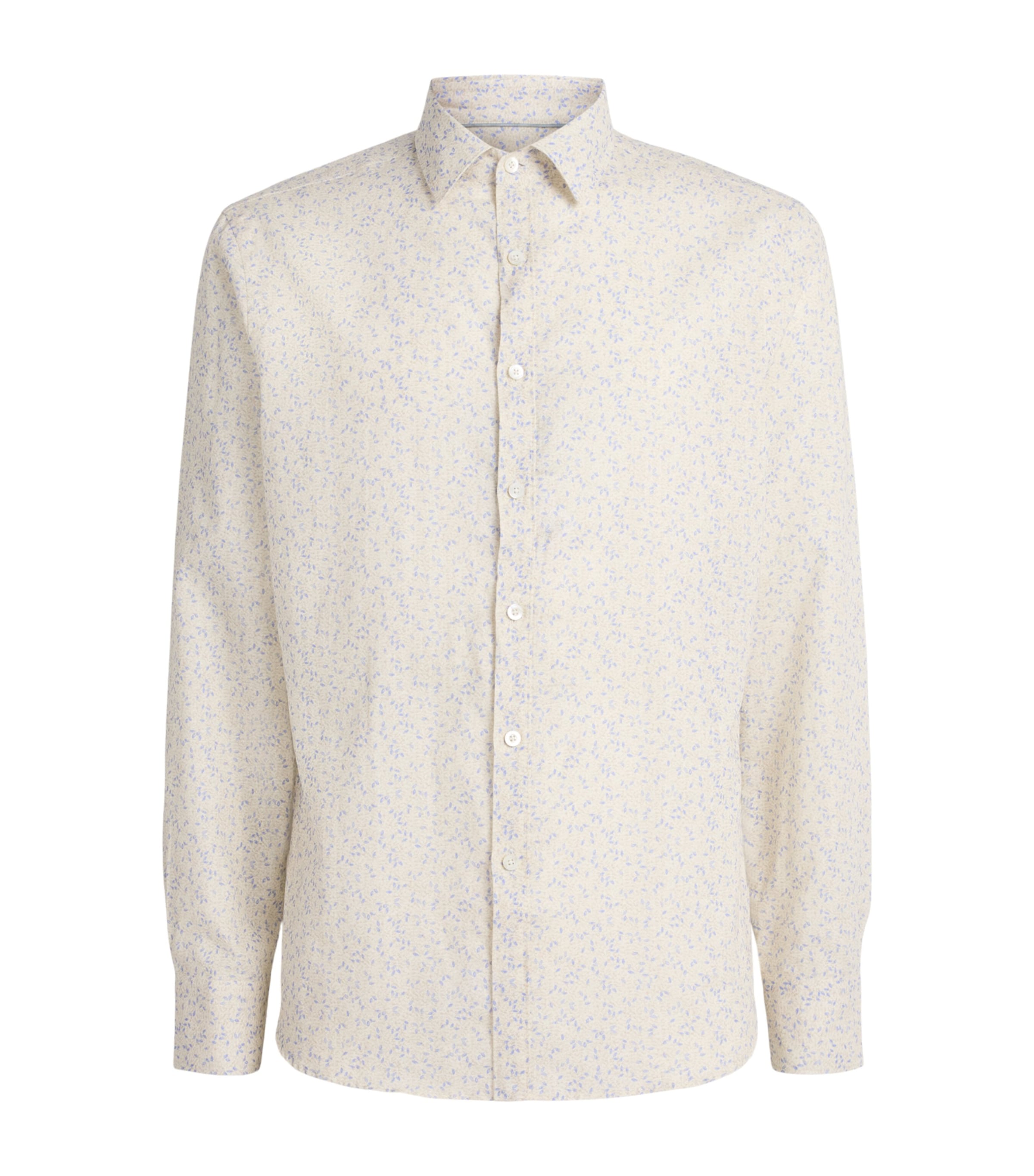 Canali Mens Linen-Cotton Printed Shirt Image 1