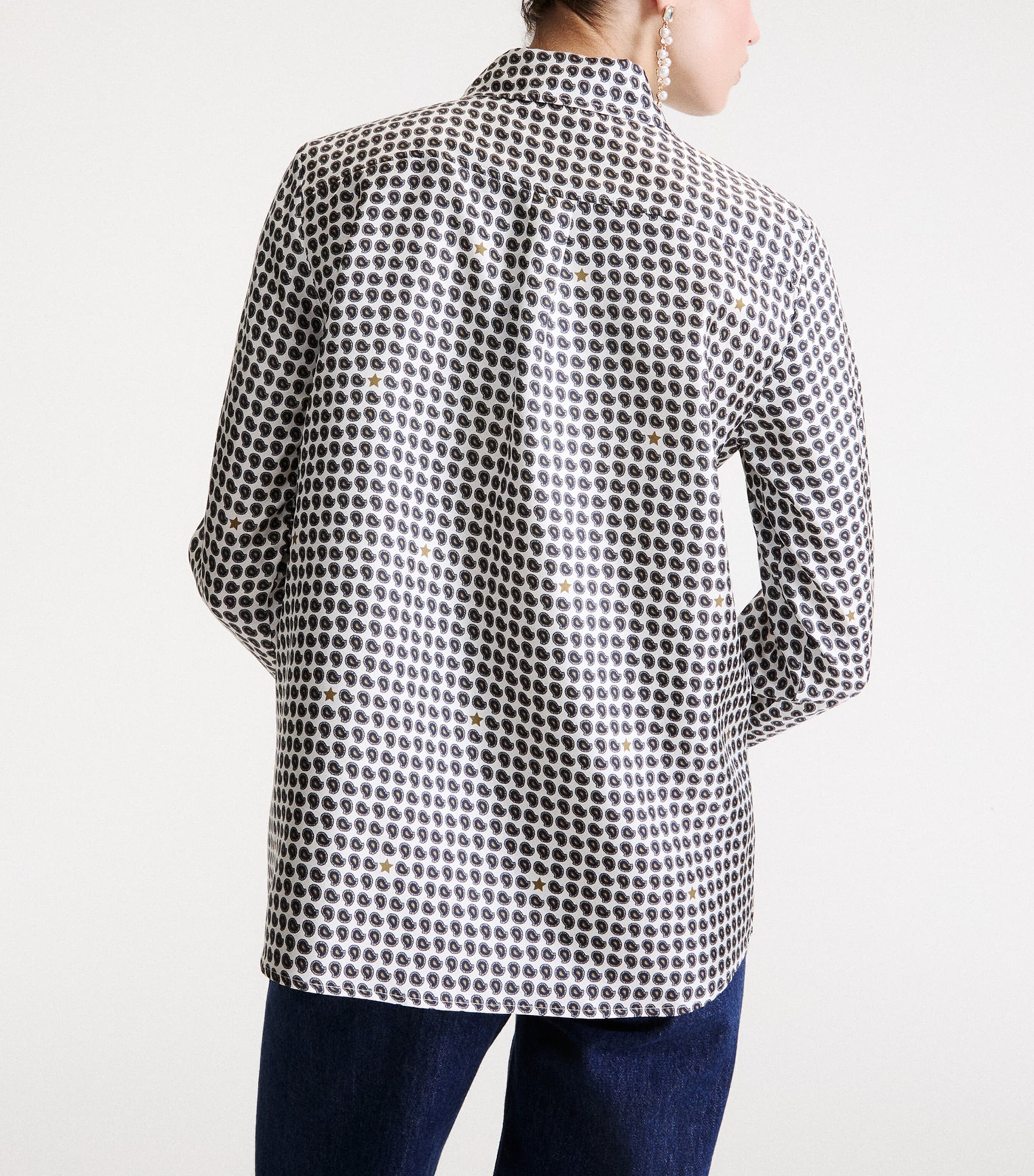 Marella Womens Silk Paisley Shirt Wool White Image 3