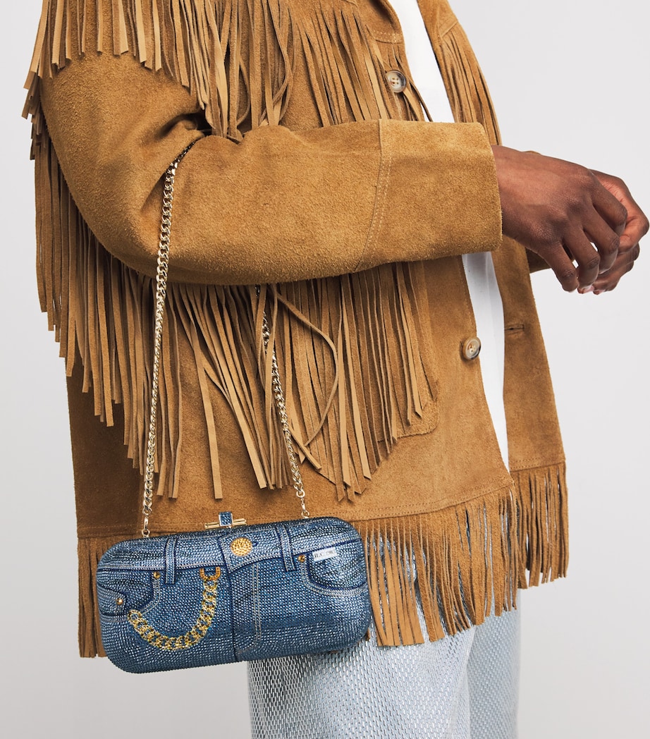 Embellished Jeans Long Slide Clutch Bag CDBMT Image 2