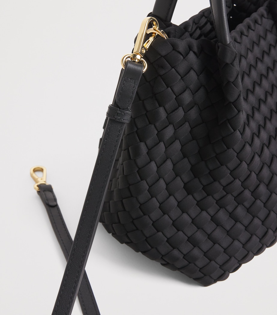 Harrods Mini Neoprene Woven Tote Bag Black Image 6