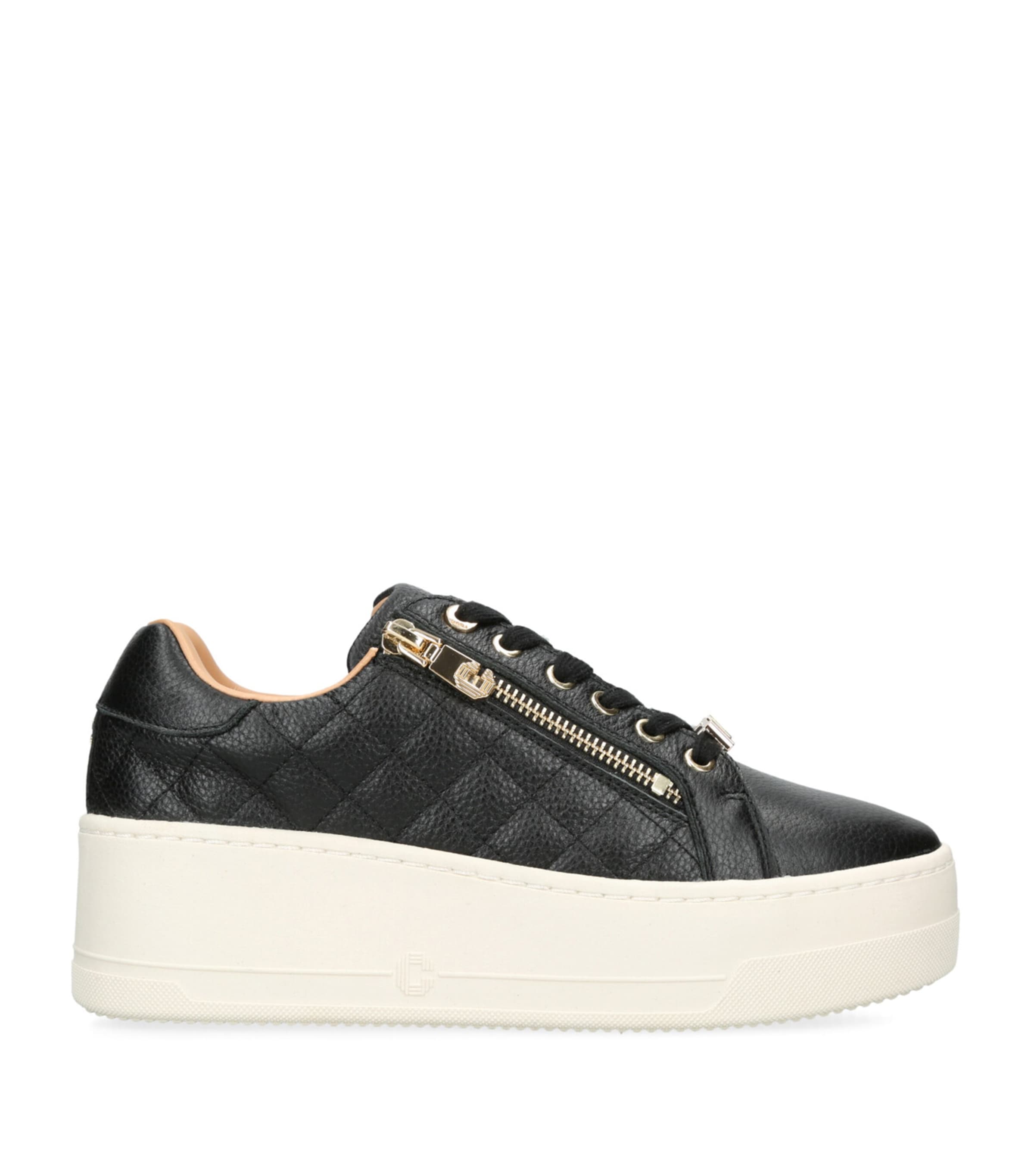 Carvela Leather Connected Zip Sneakers In Black