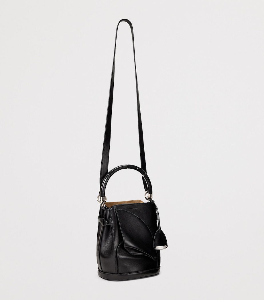 Ralph Lauren Collection Small Leather Floral Bucket Bag Black Image 2