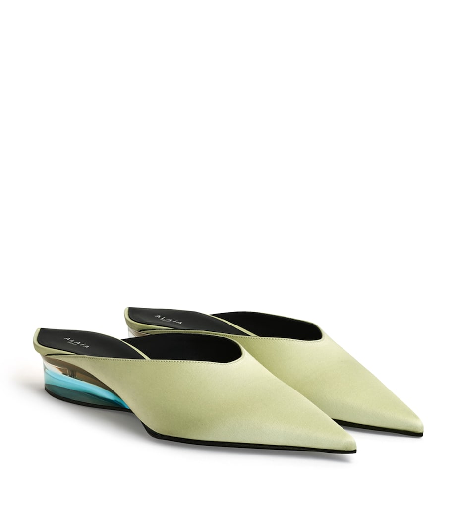 Alaïa Satin Invisible Wedge Mules 30 Green Anis Image 3