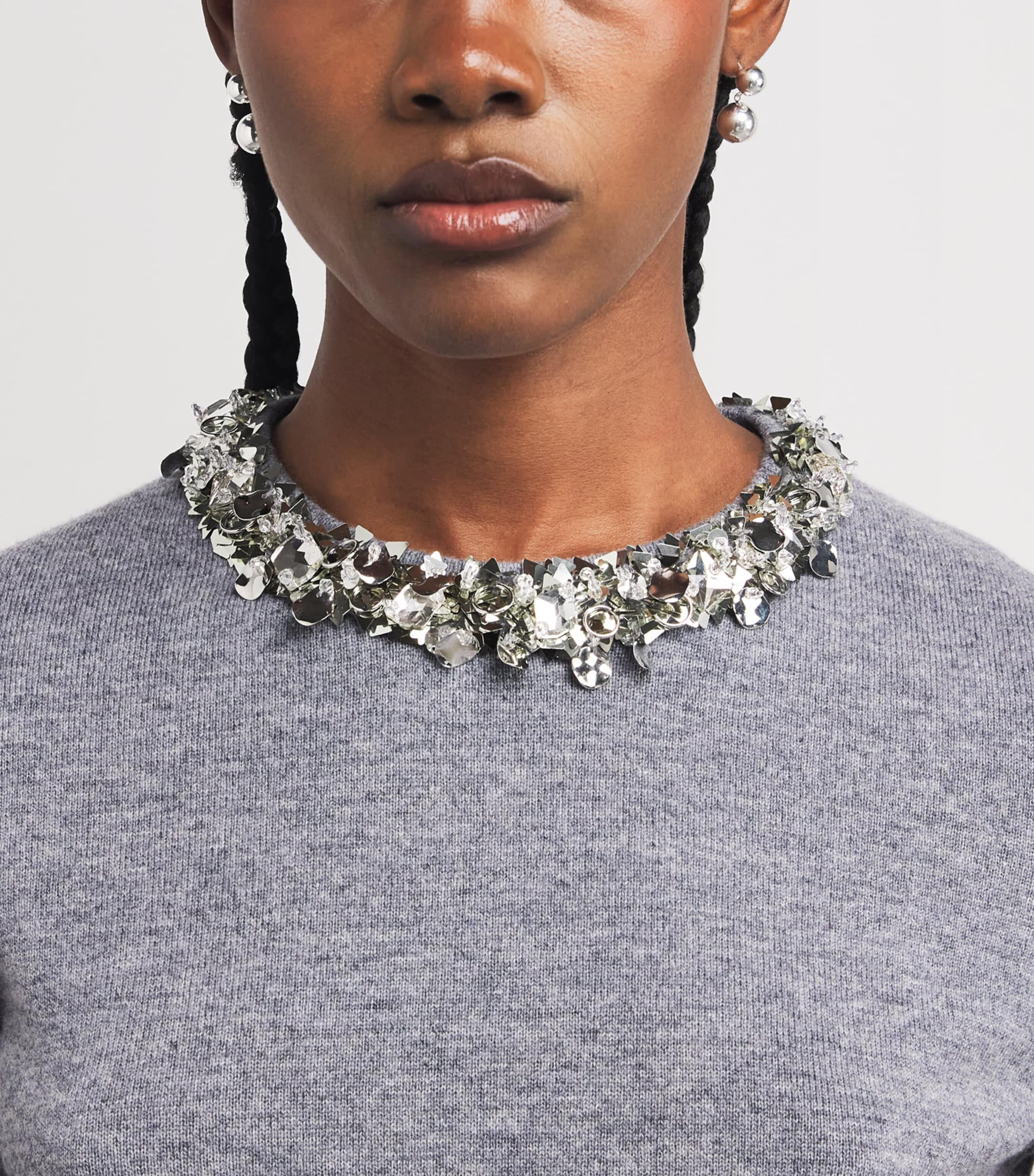 Wool-Cashmere Embellished Sweater 023 GRAY MELANGE Image 6