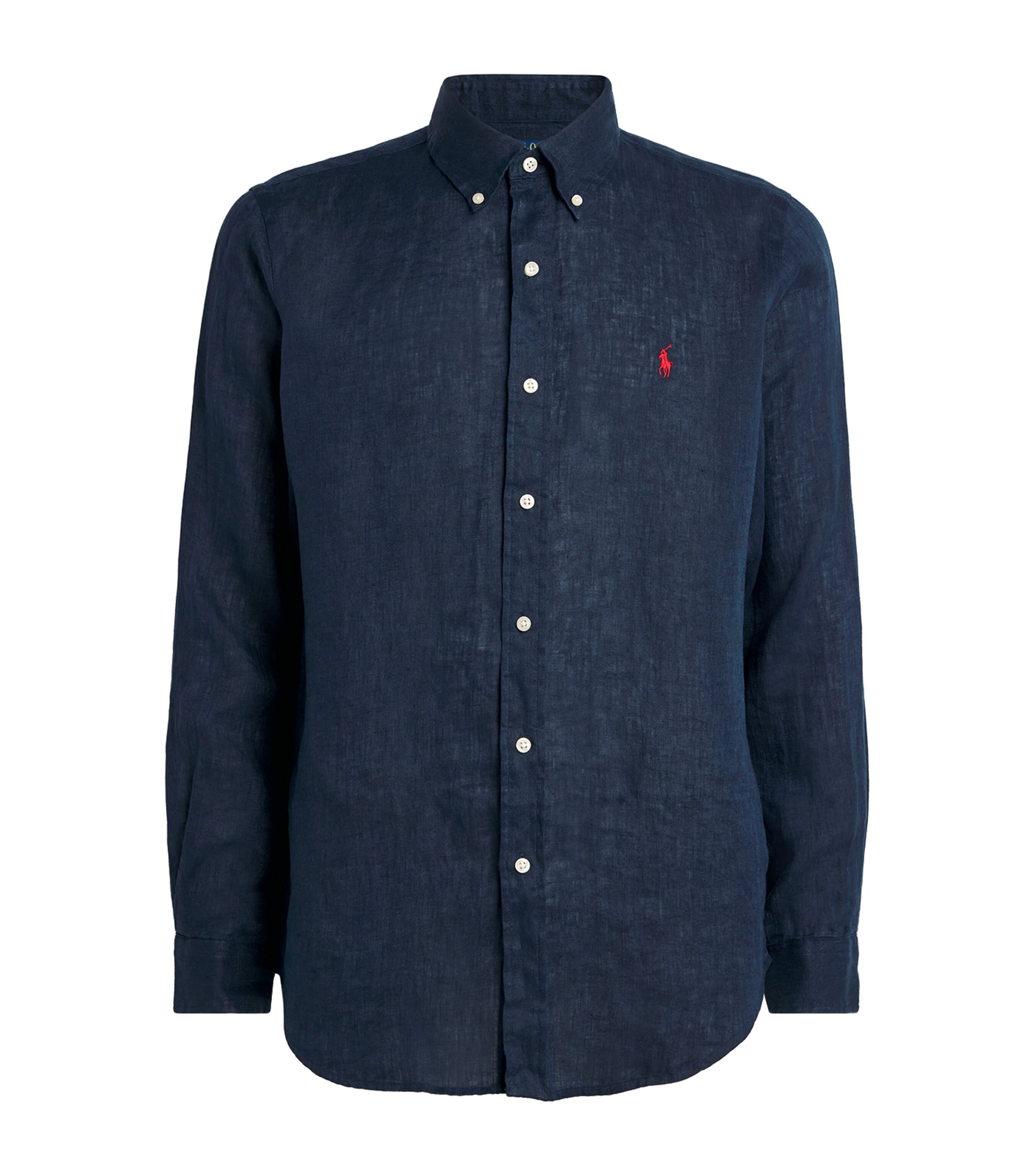 Polo Ralph Lauren Mens Linen Custom Fit Shirt Navy Image 1