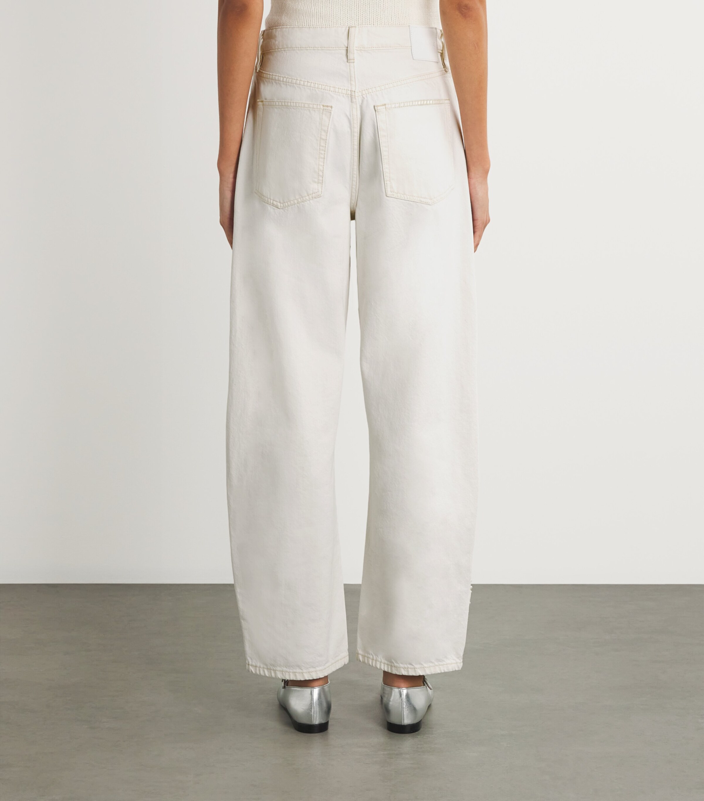 FRAME Womens The Pearl Barrel Wide-Leg Jeans Au Natural Clean Image 4