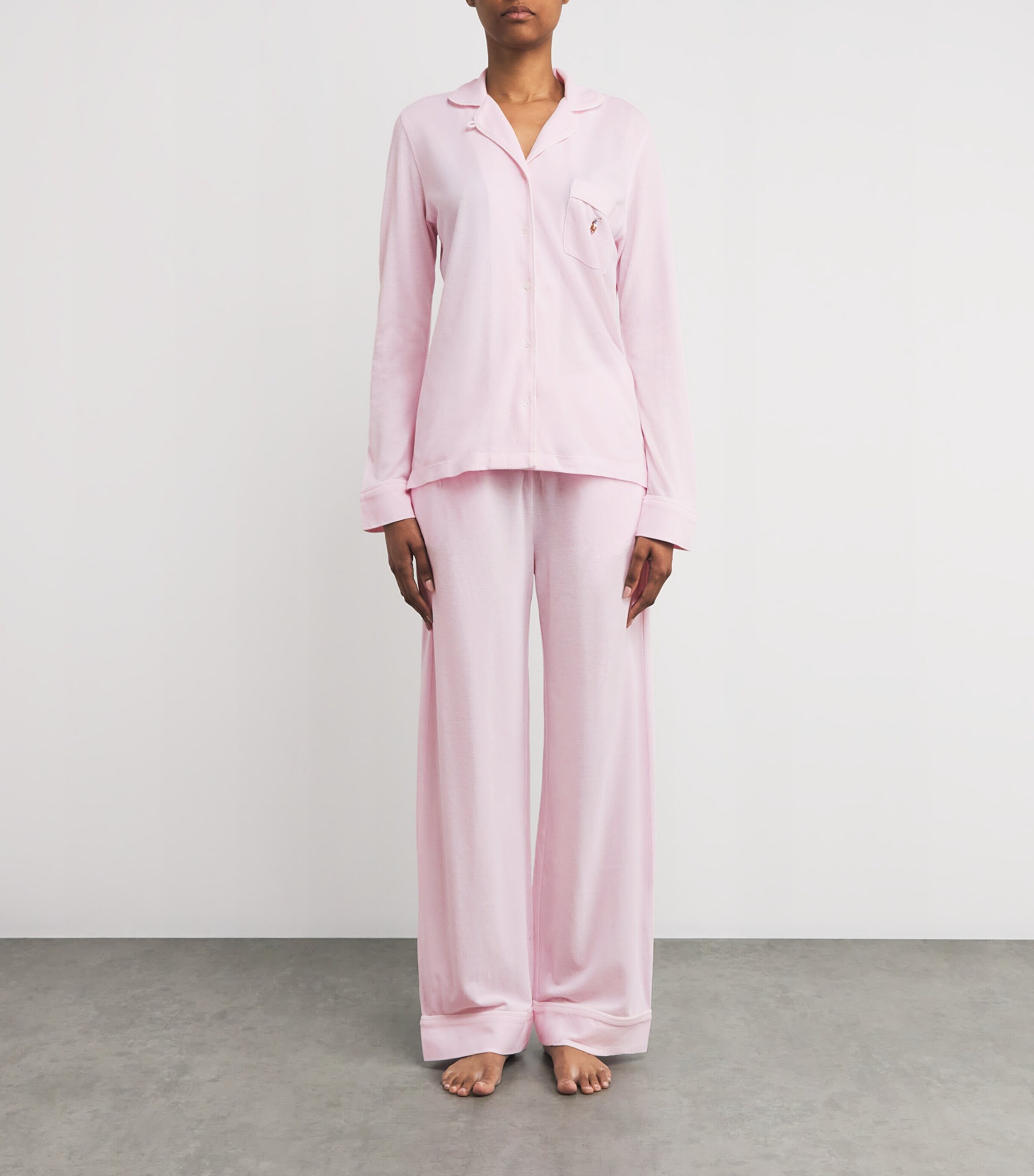 Polo Ralph Lauren Womens Cotton-Blend Polo Pony Pyjama Set Pink Lady Image 2