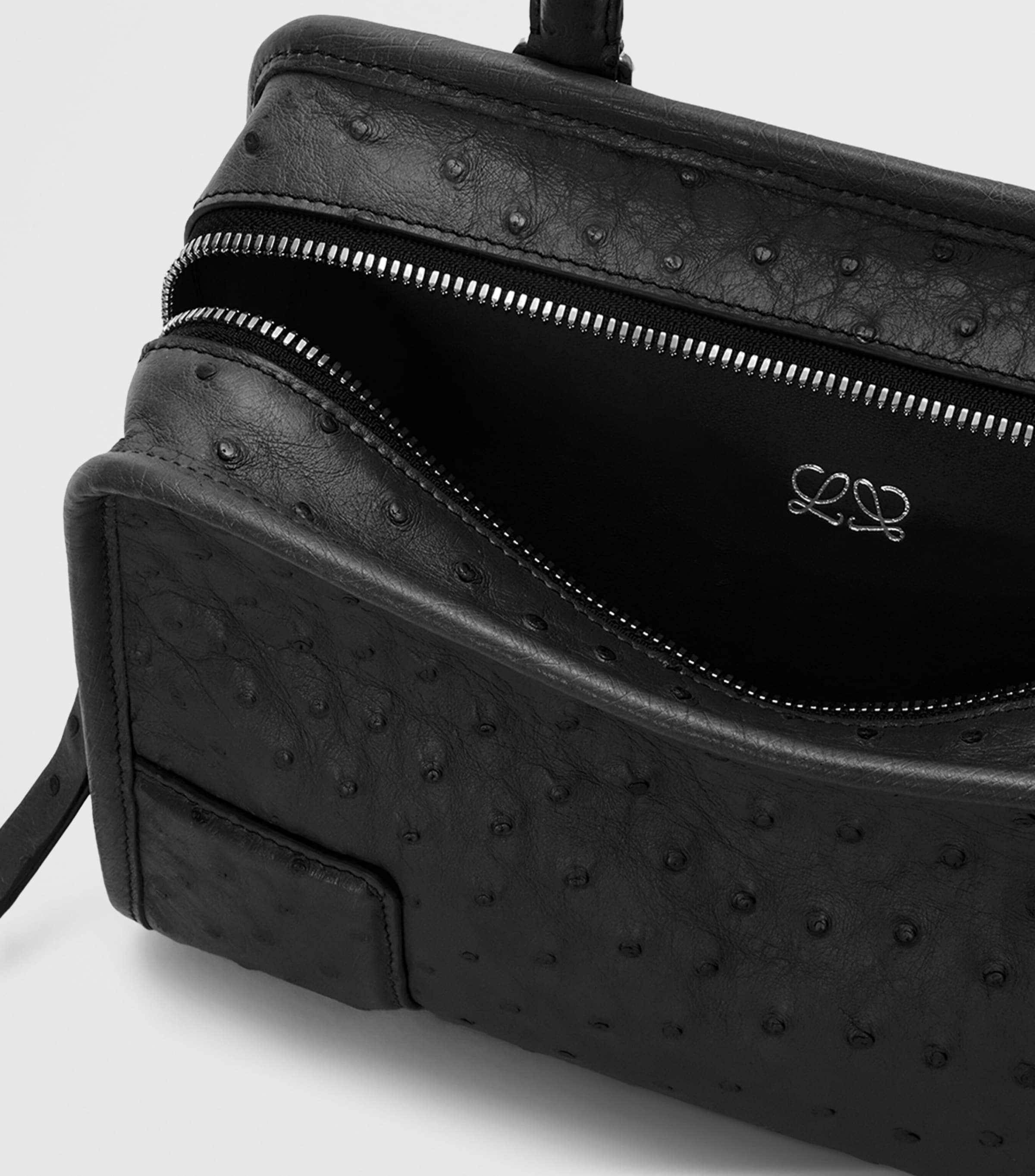 LOEWE Small Ostrich Leather Amazona 180 Top-Handle Bag Black Image 8