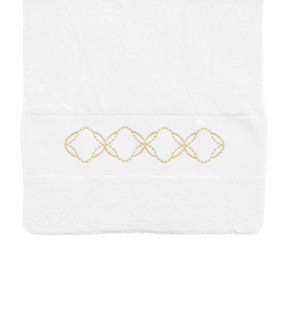 Abyss & Habidecor Cotton Misia Bath Towel (70cm x 140cm) White/gold Image 1