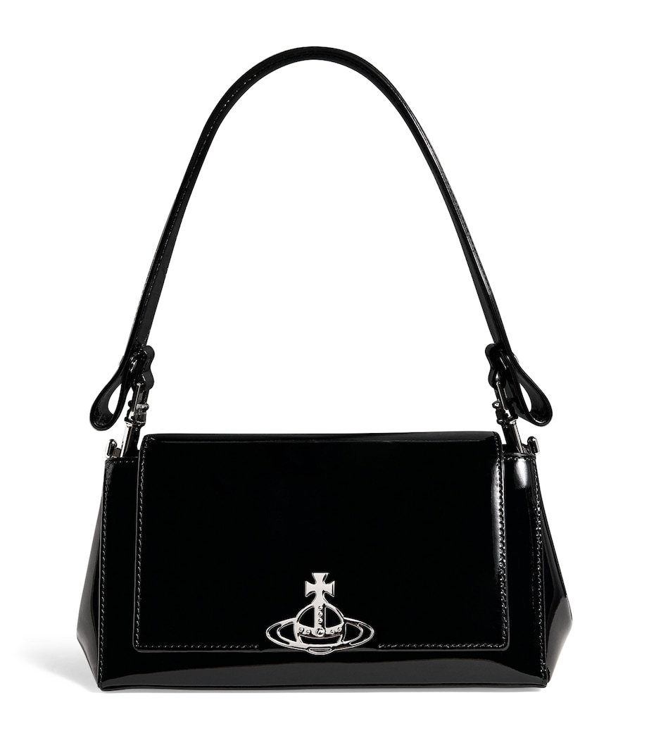 Medium Patent Leather Hazel Top-Handle Bag N403 BLACK Image 1