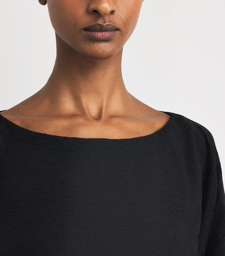 Silk Plissé Midi Dress BLACK Image 4