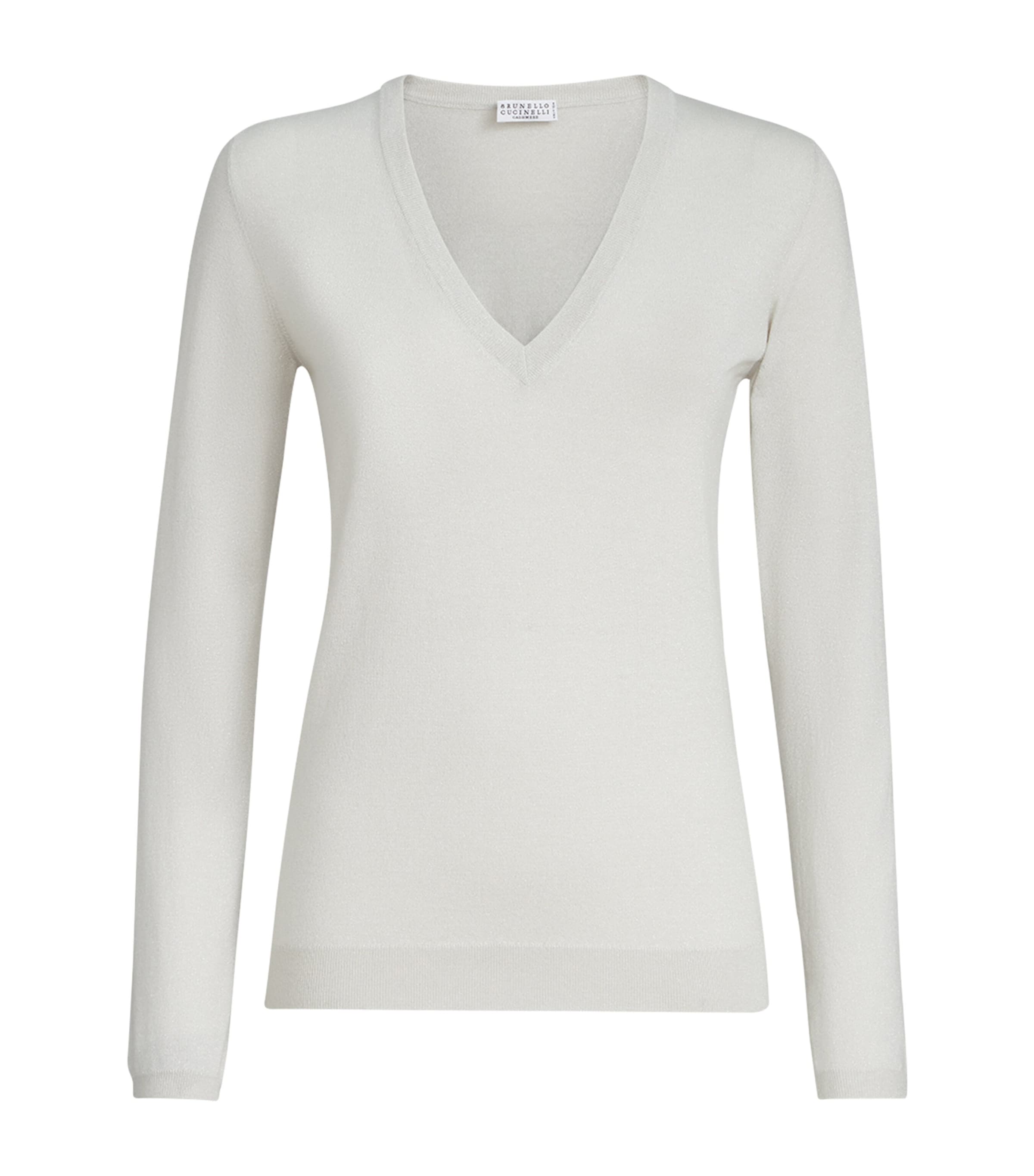Brunello Cucinelli Womens Cashmere-Silk-Blend V-Neck Sweater Image 1