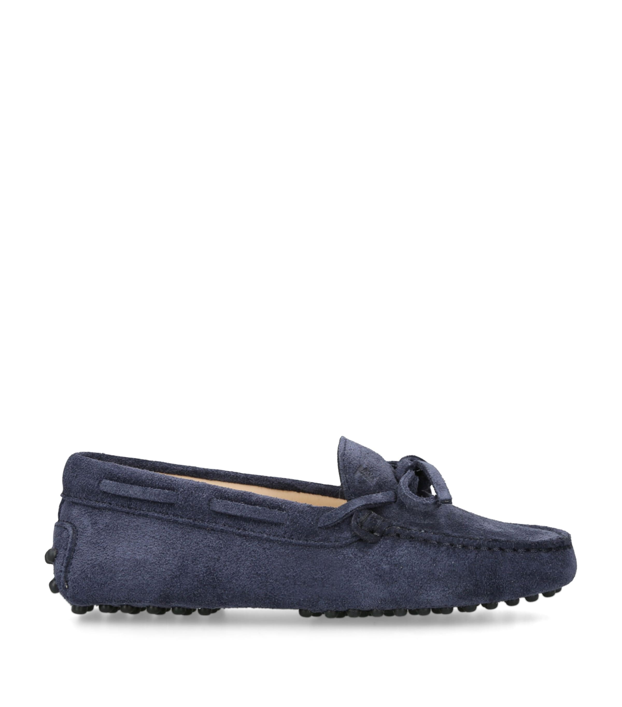 Tod's Bow-detail Suede Mocassins In Navy