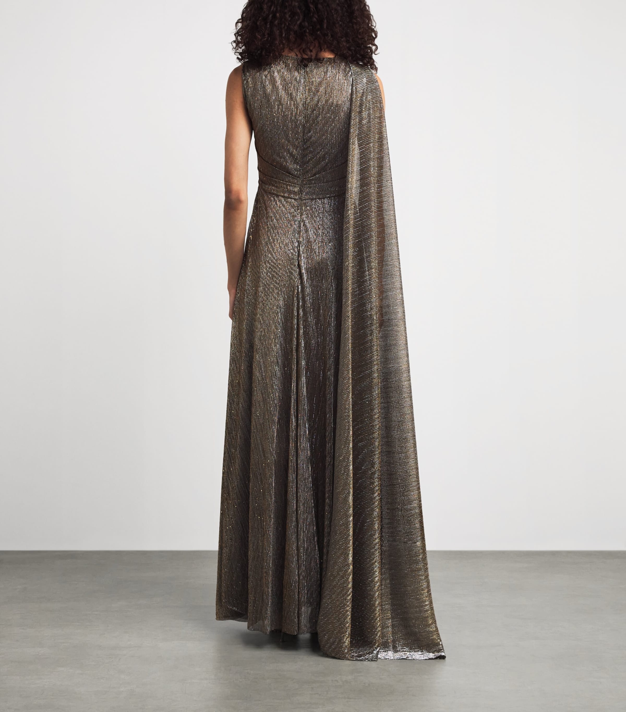 Talbot Runhof Womens Voile Cape Gown Gold Image 4