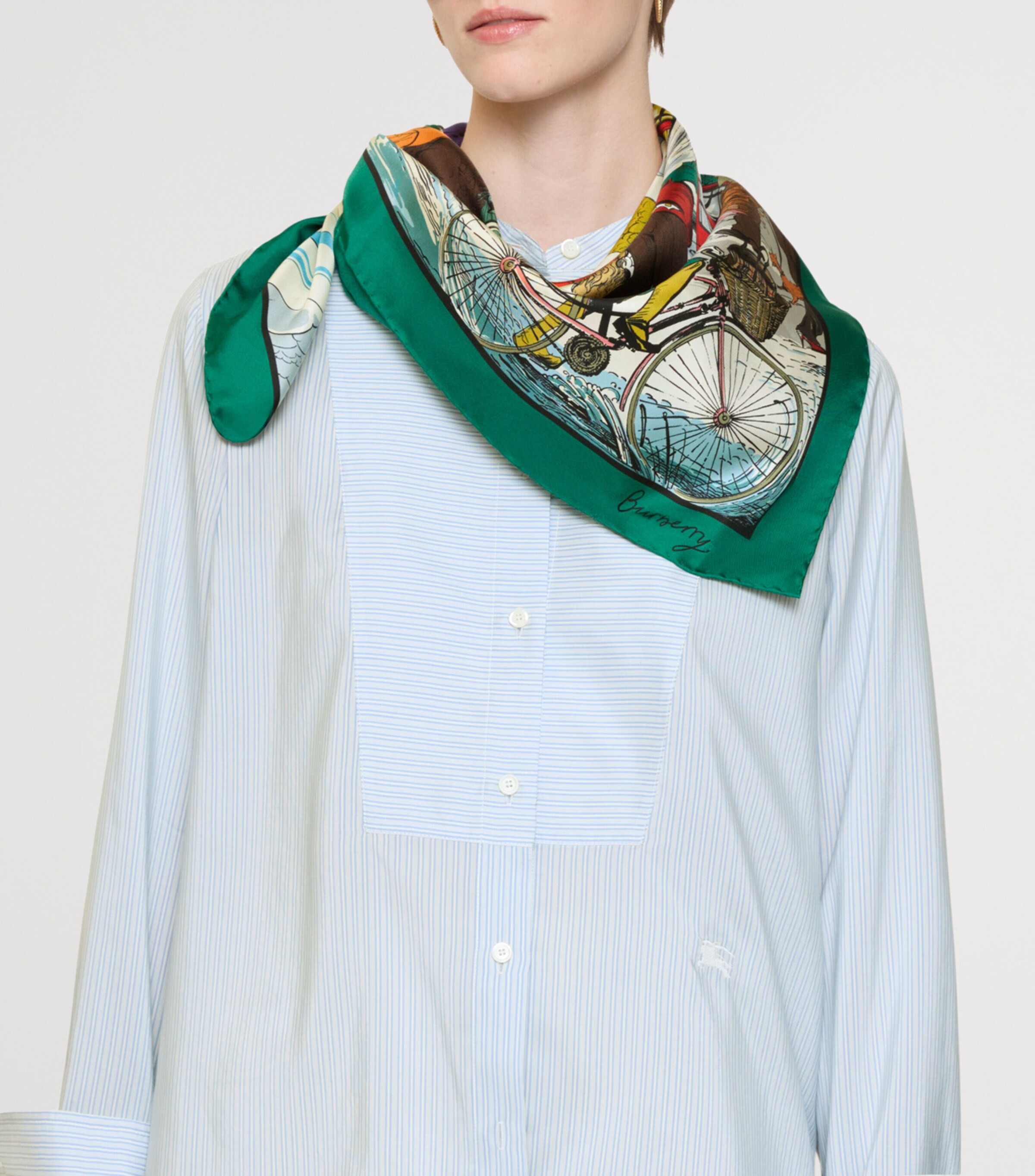 Burberry Silk Raining Cats and Dogs​ Scarf Kew Green Image 4