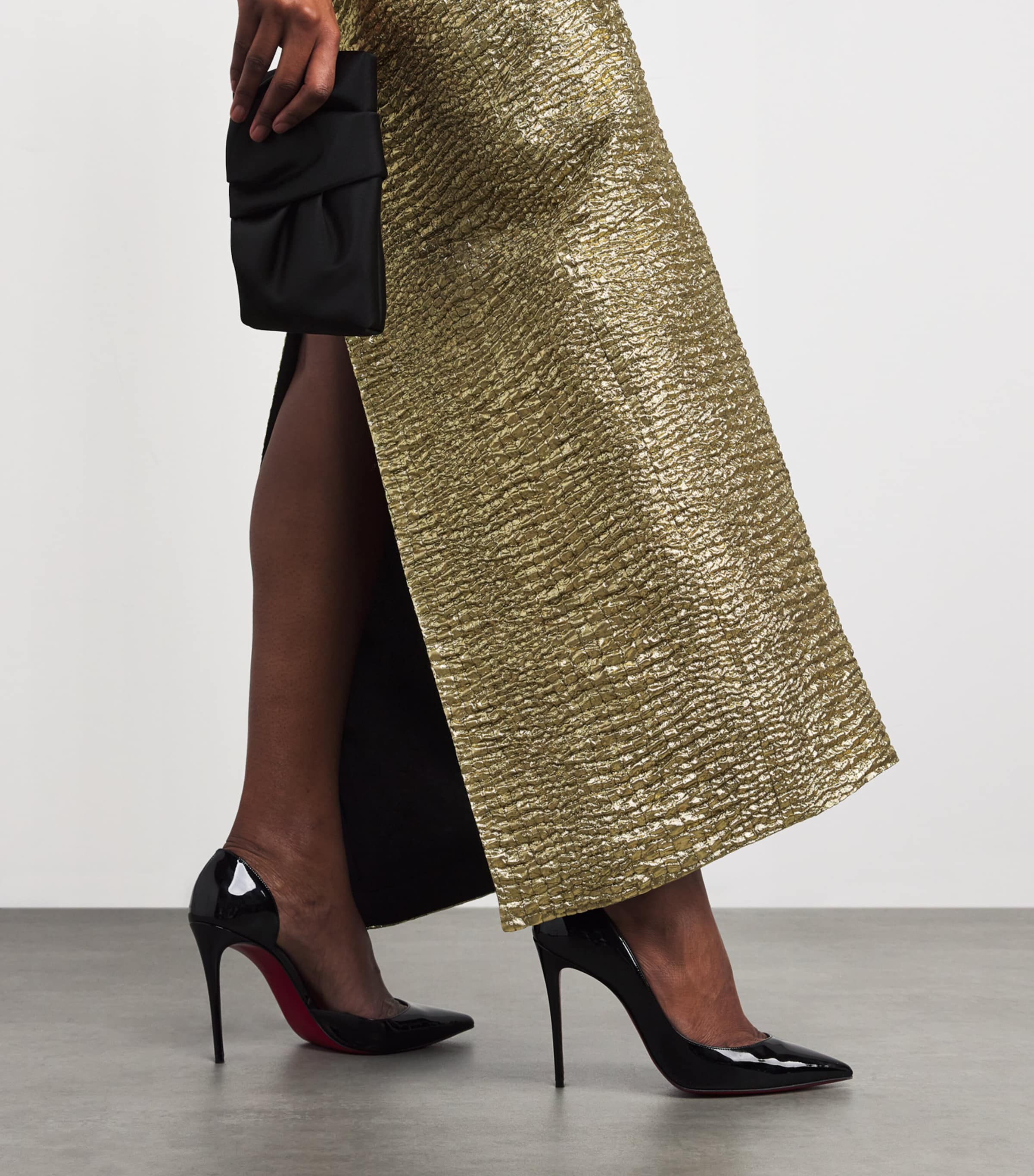 Metallic Seersucker Micheline Gown GOLD Image 6